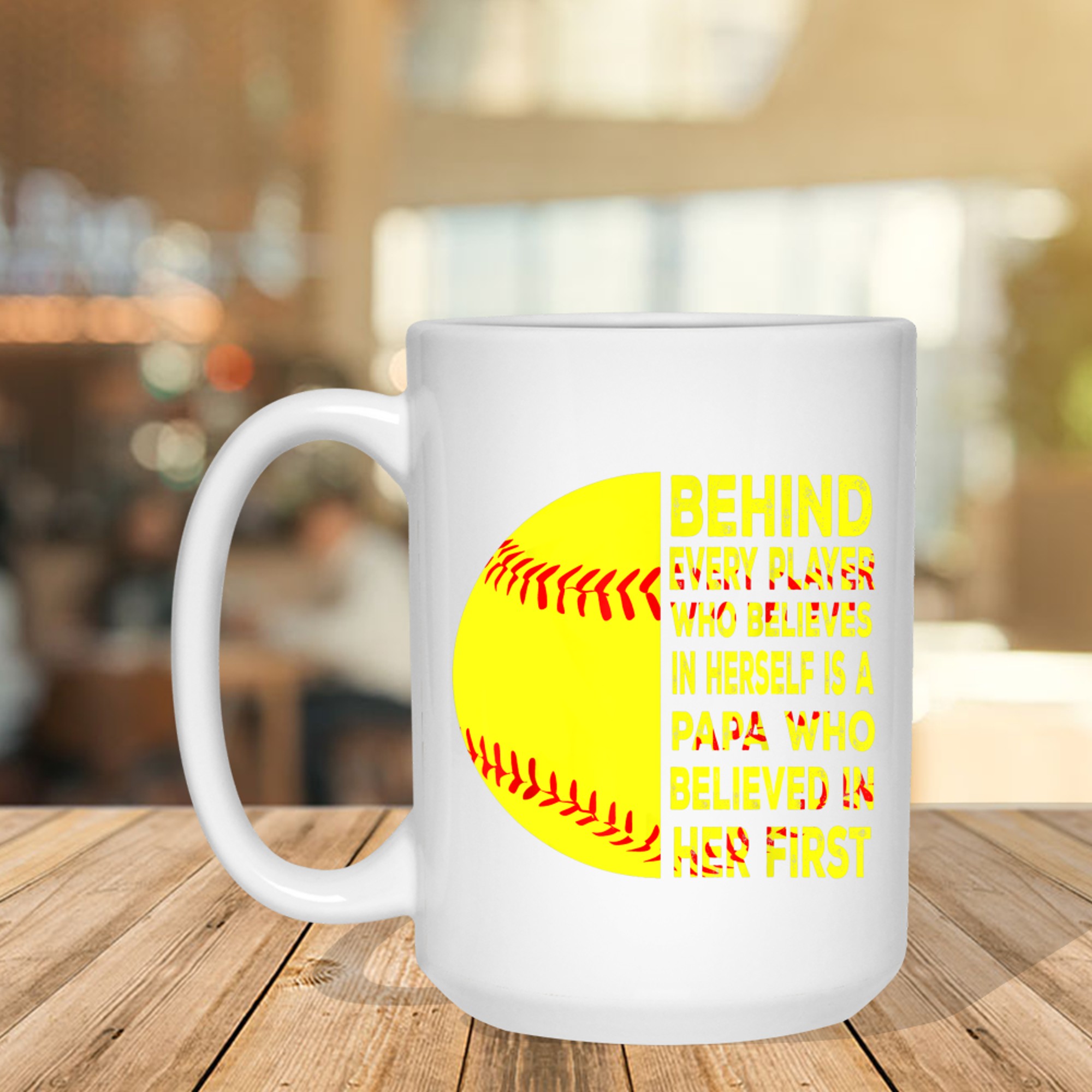 Behind Every Player Is Papa Happy Fathers Day Softball Lover Mug