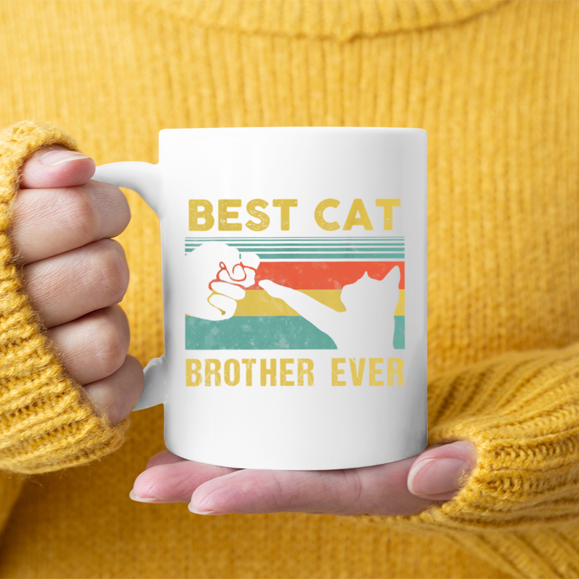 Best Cat Brother Ever Vintage Cats Happy Father's Day Mug