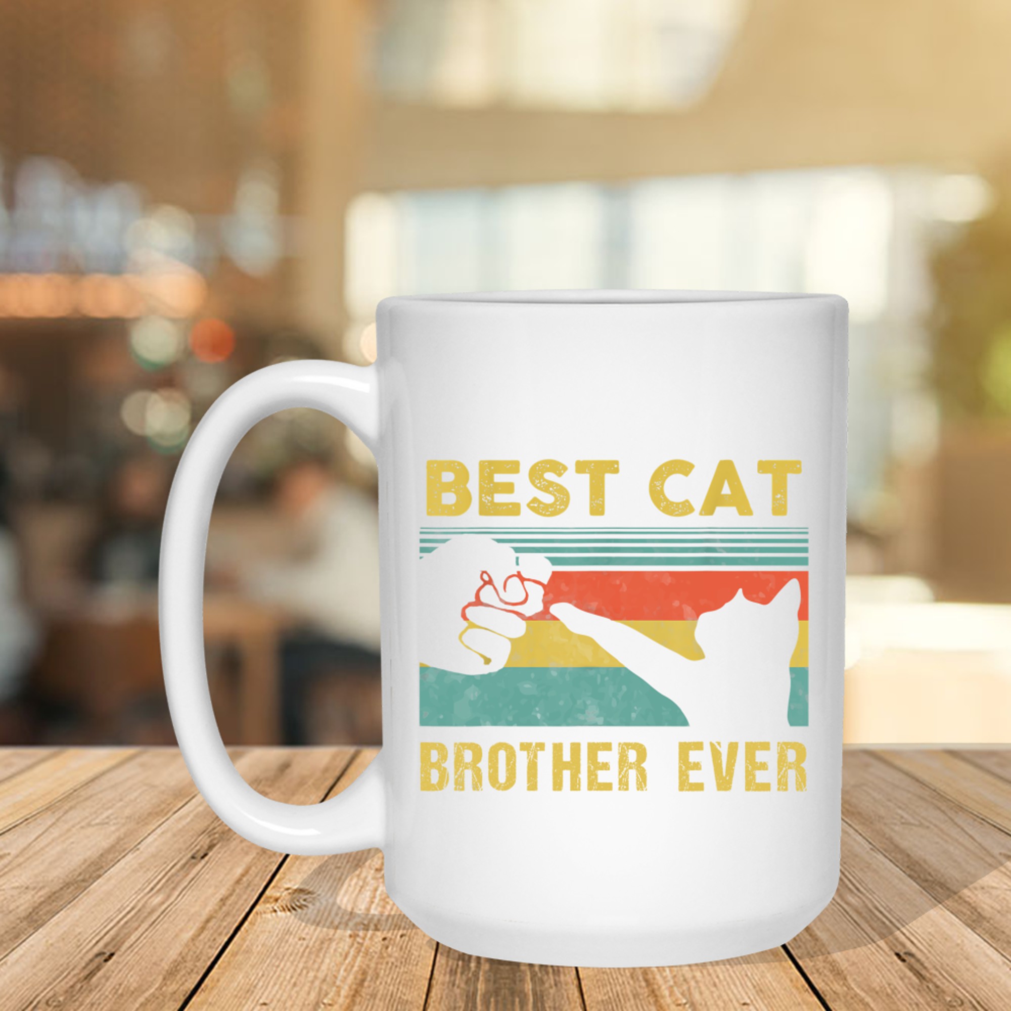 Best Cat Brother Ever Vintage Cats Happy Father's Day Mug