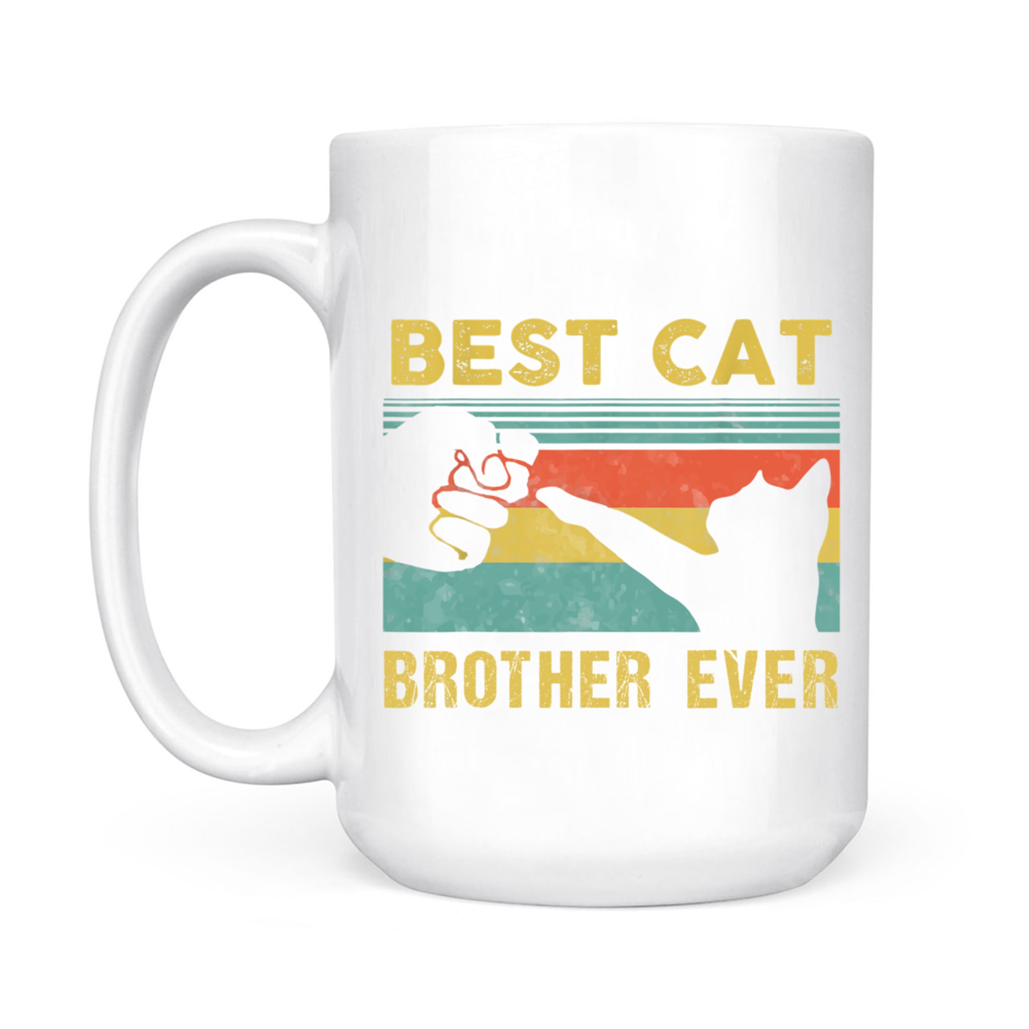 Best Cat Brother Ever Vintage Cats Happy Father's Day Mug