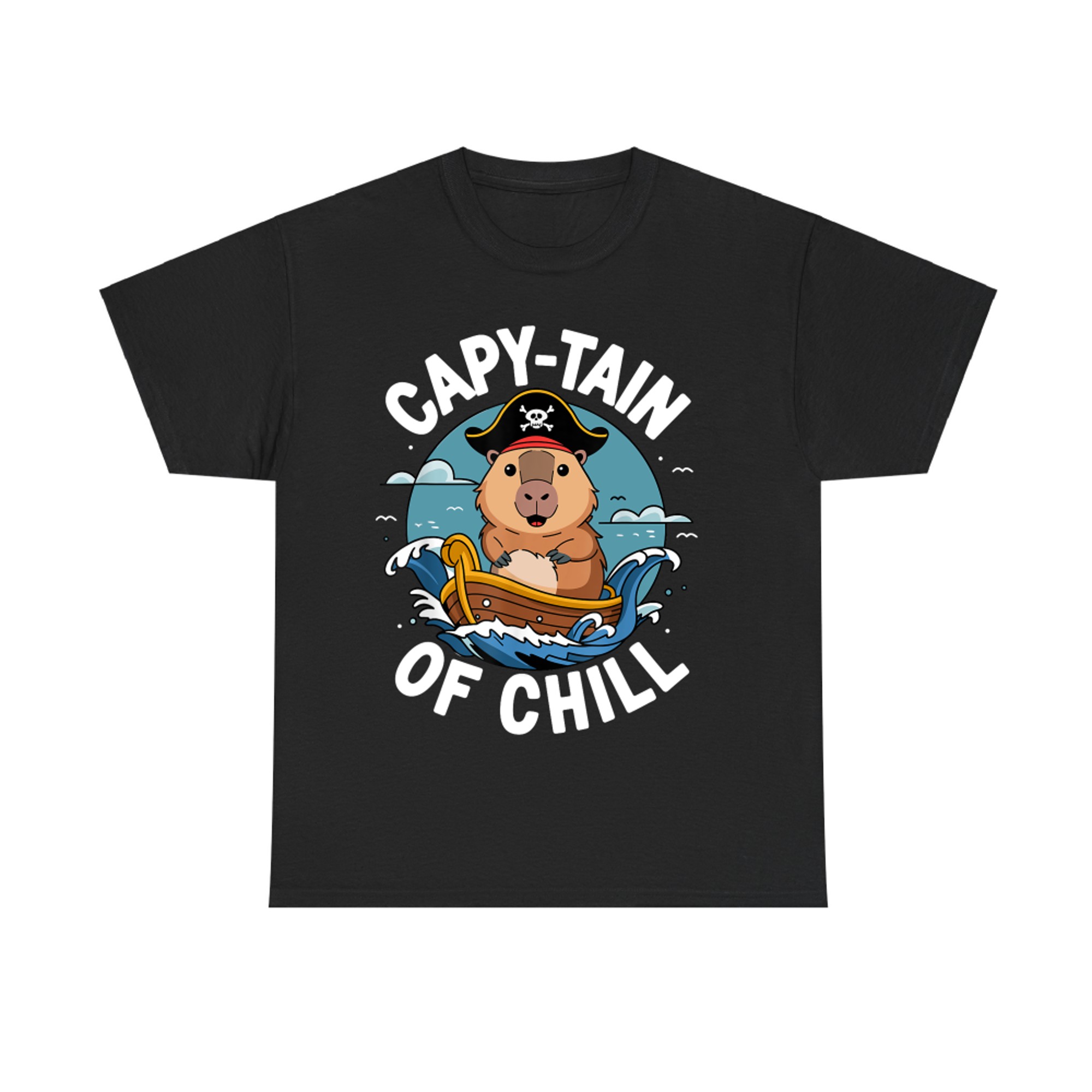 Capy-tain of Chill Funny Pirate Capybara Animal Lovers T-Shirt