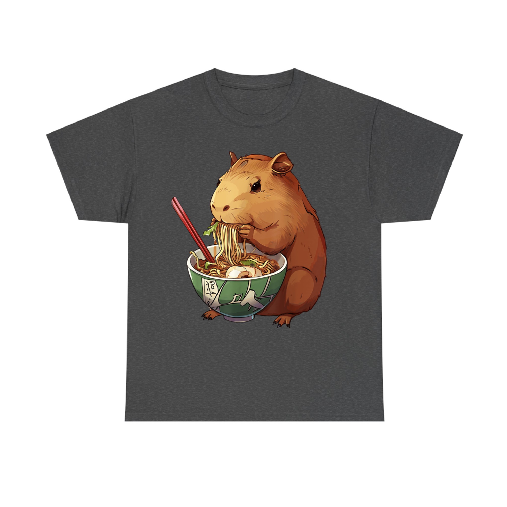 Capybara Eating Ramen Noodles Anime T-Shirt
