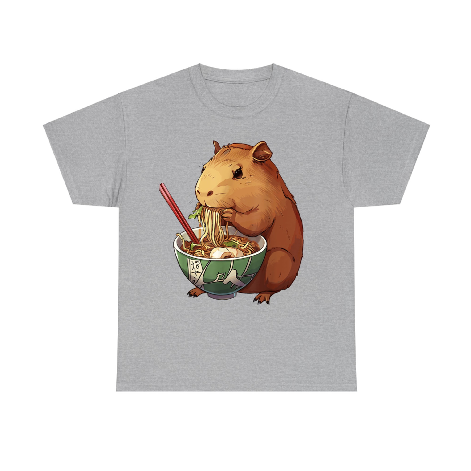 Capybara Eating Ramen Noodles Anime T-Shirt