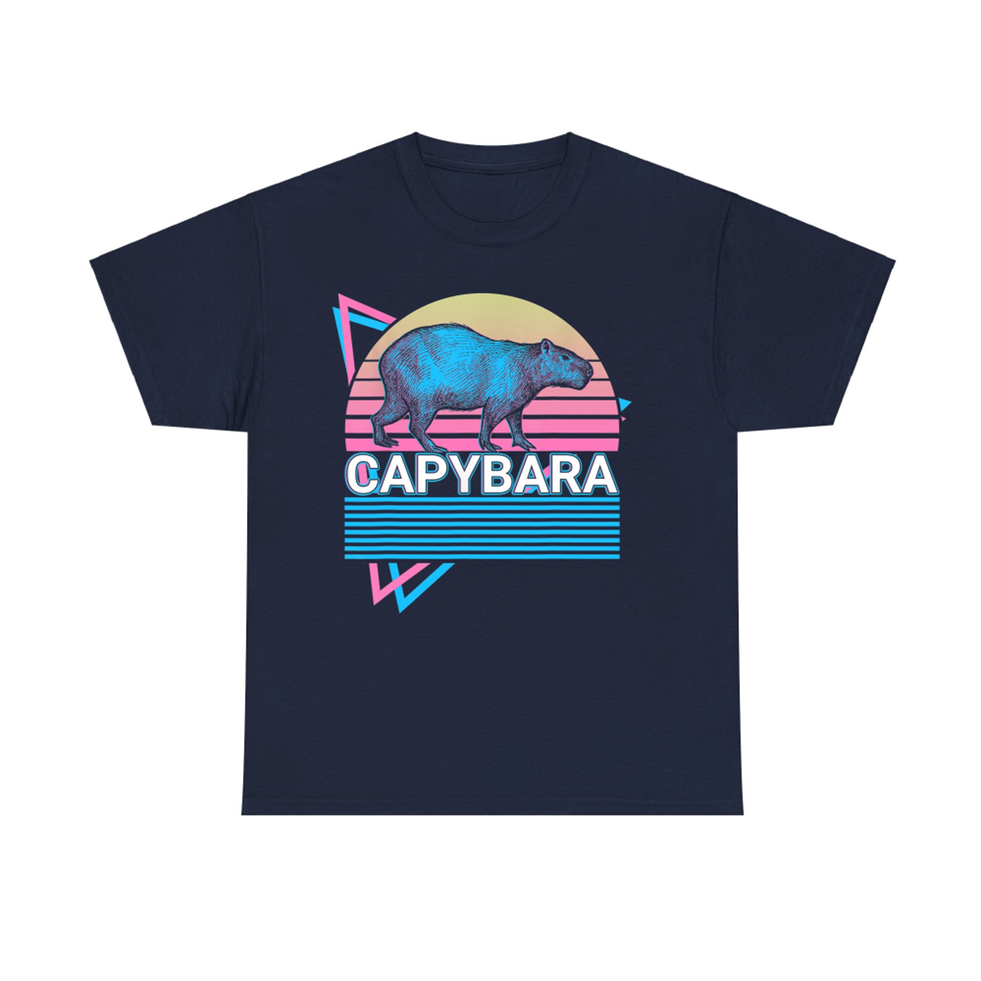 Capybara Retro Funny 80s Capybara Sunset T-Shirt