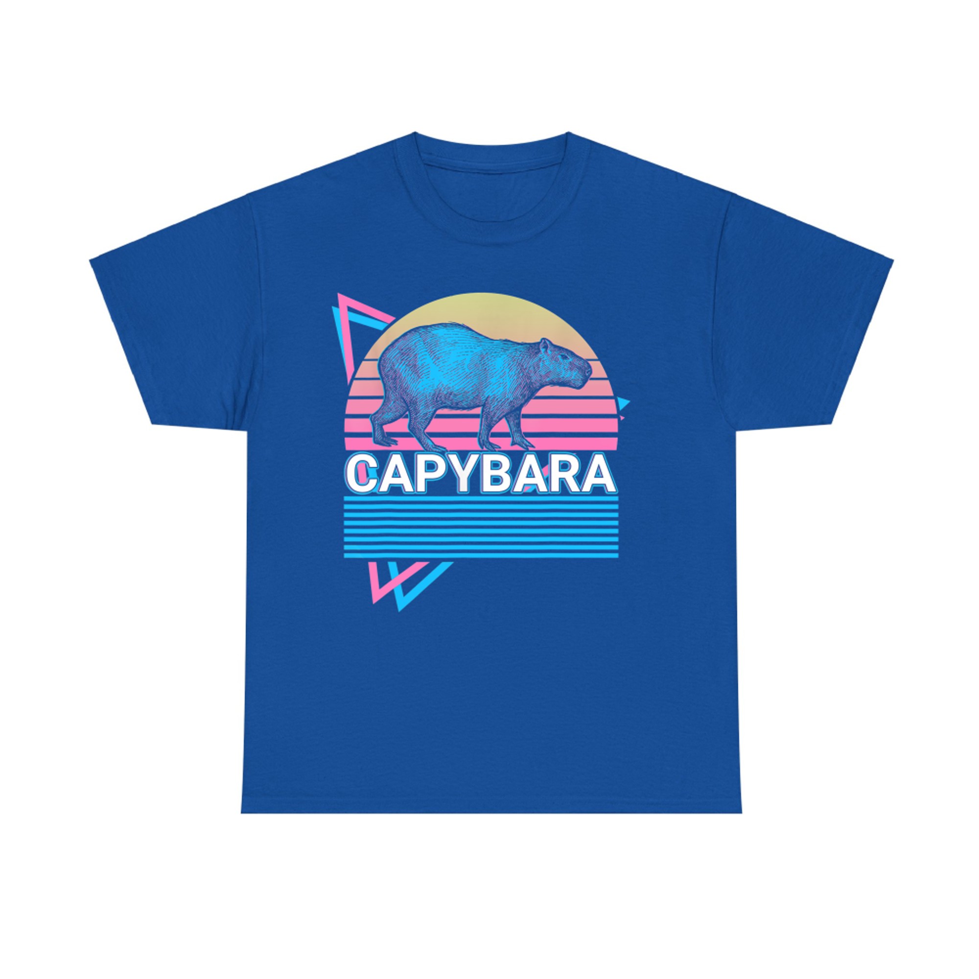 Capybara Retro Funny 80s Capybara Sunset T-Shirt
