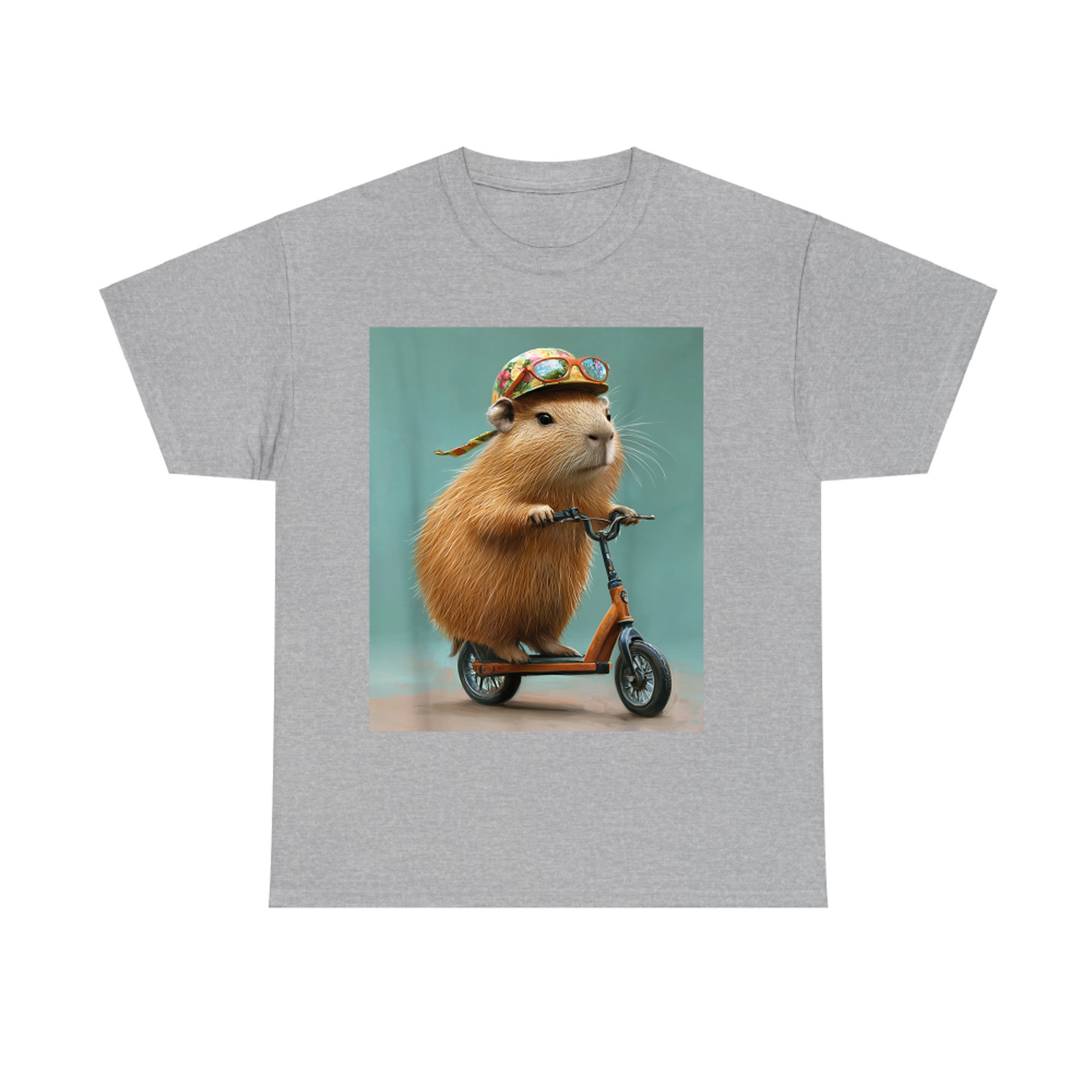 Capybara Riding Scooter with Glasses Funny Graphic T-Shirt
