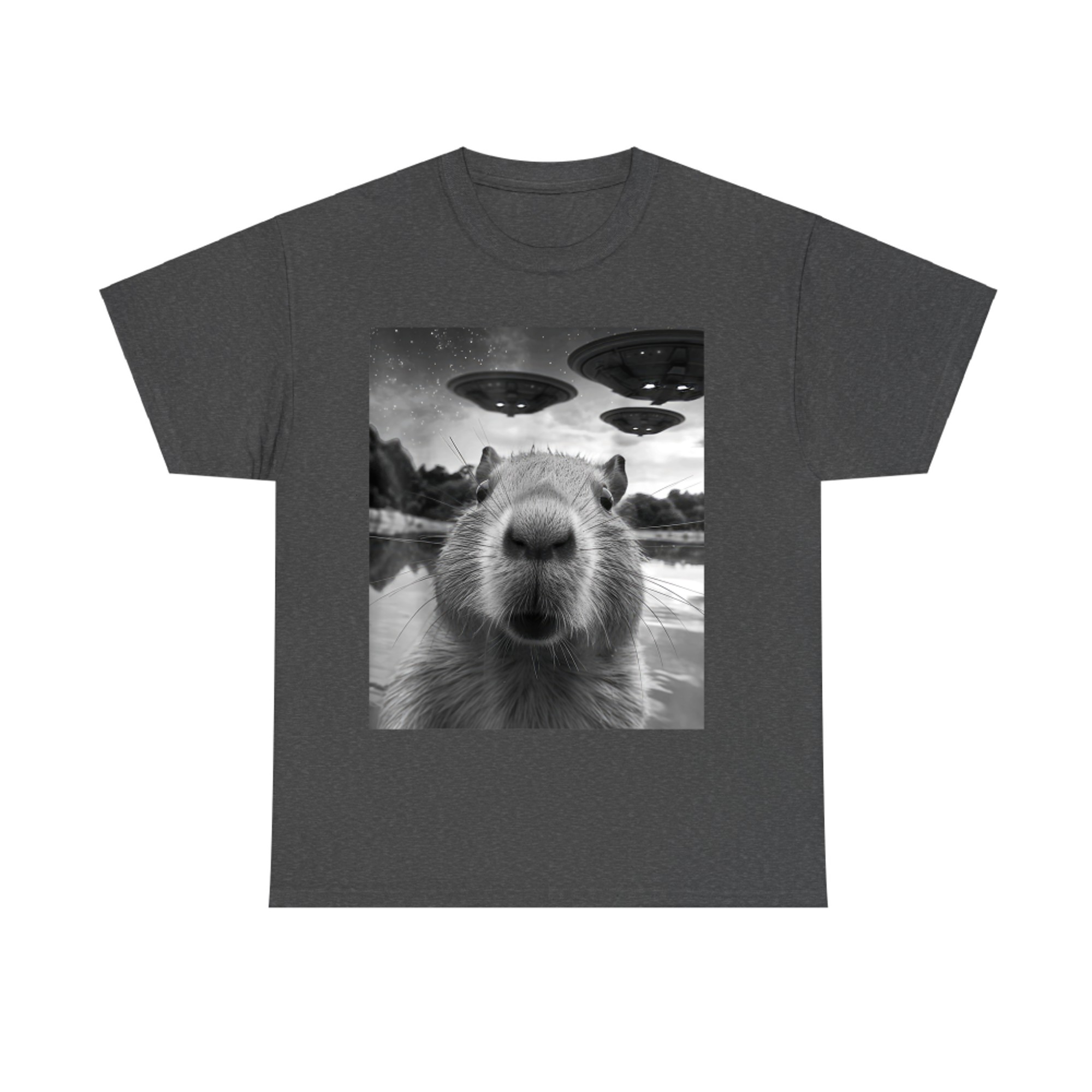 Capybara Selfie with UFOs Weird T-Shirt