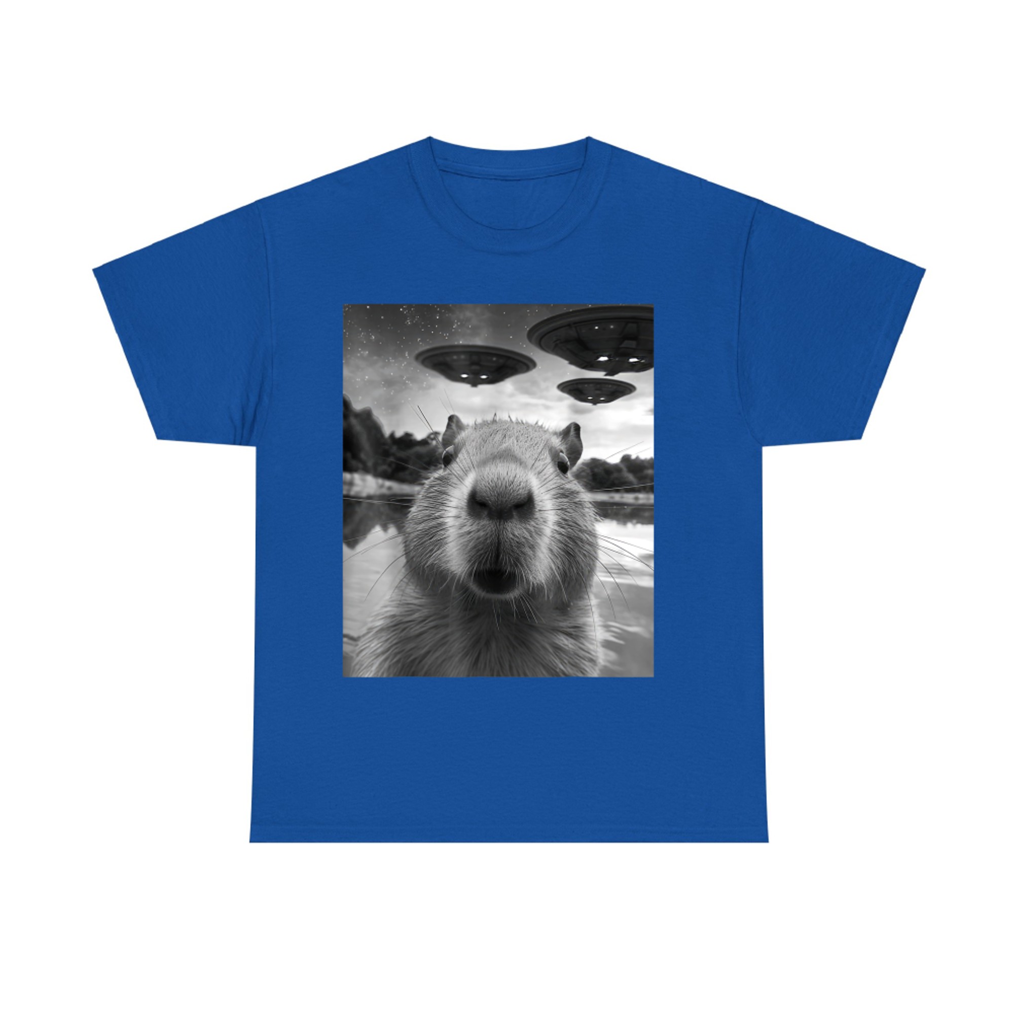 Capybara Selfie with UFOs Weird T-Shirt