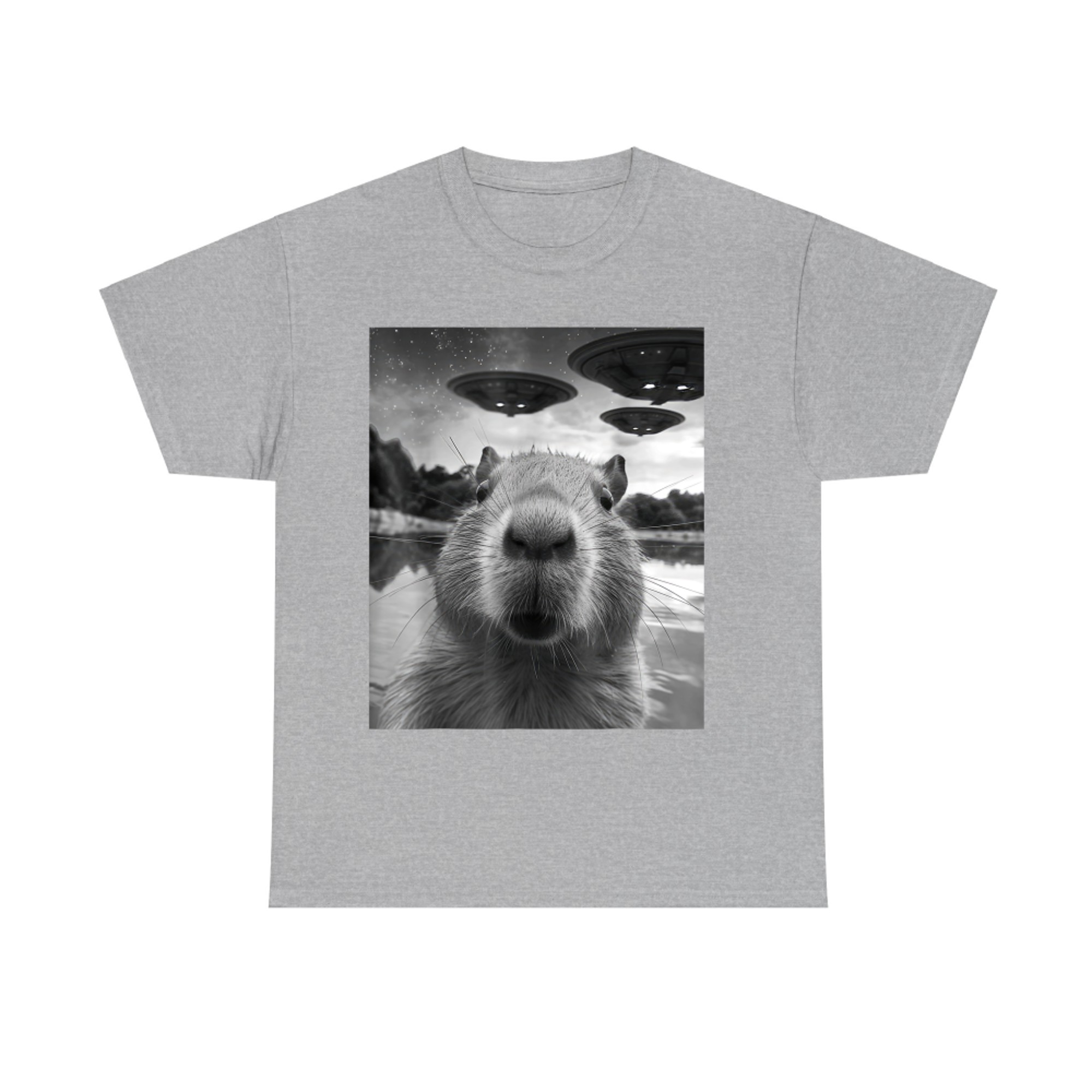 Capybara Selfie with UFOs Weird T-Shirt