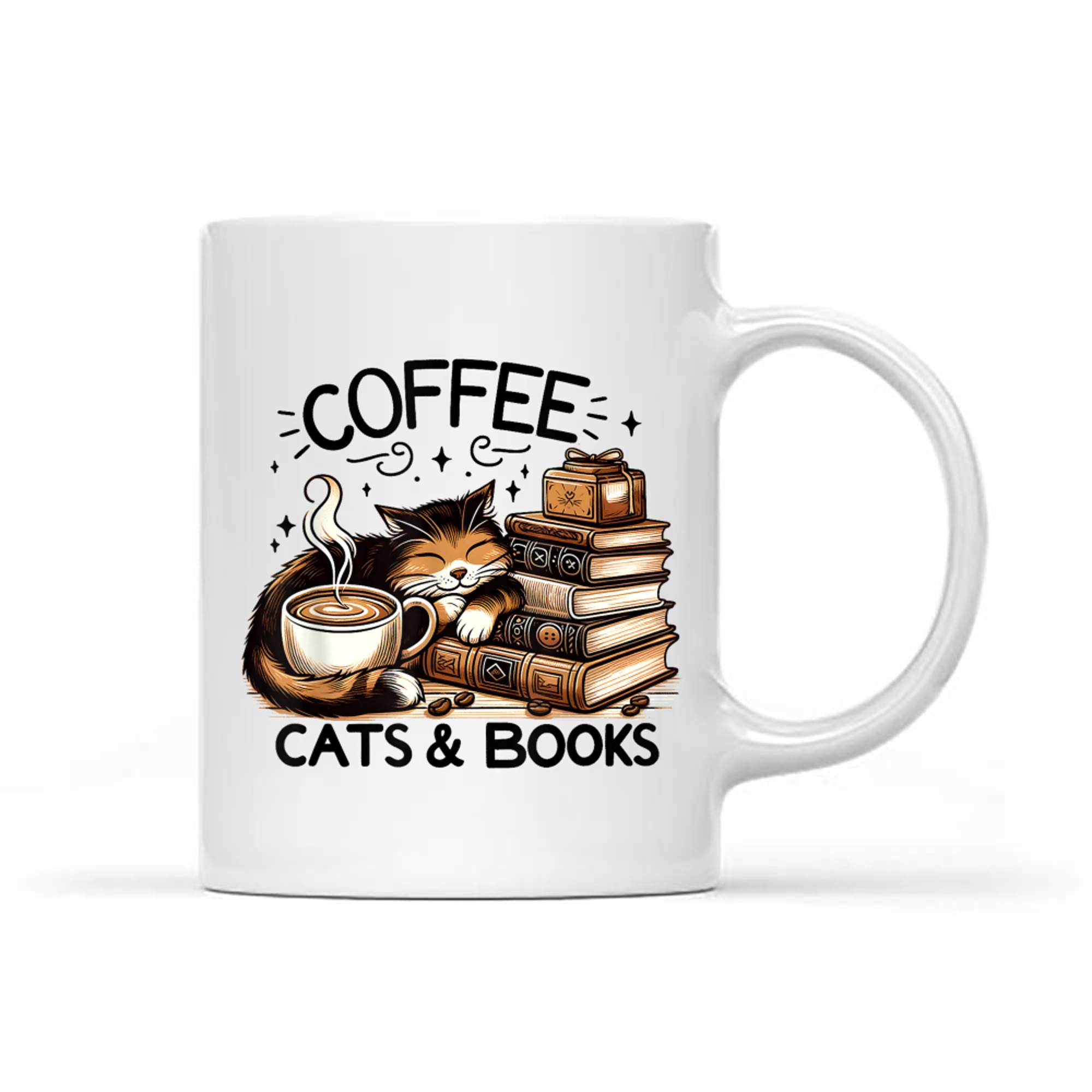 Coffee Cats and Books Funny Cute Cat Lover Gift Mug
