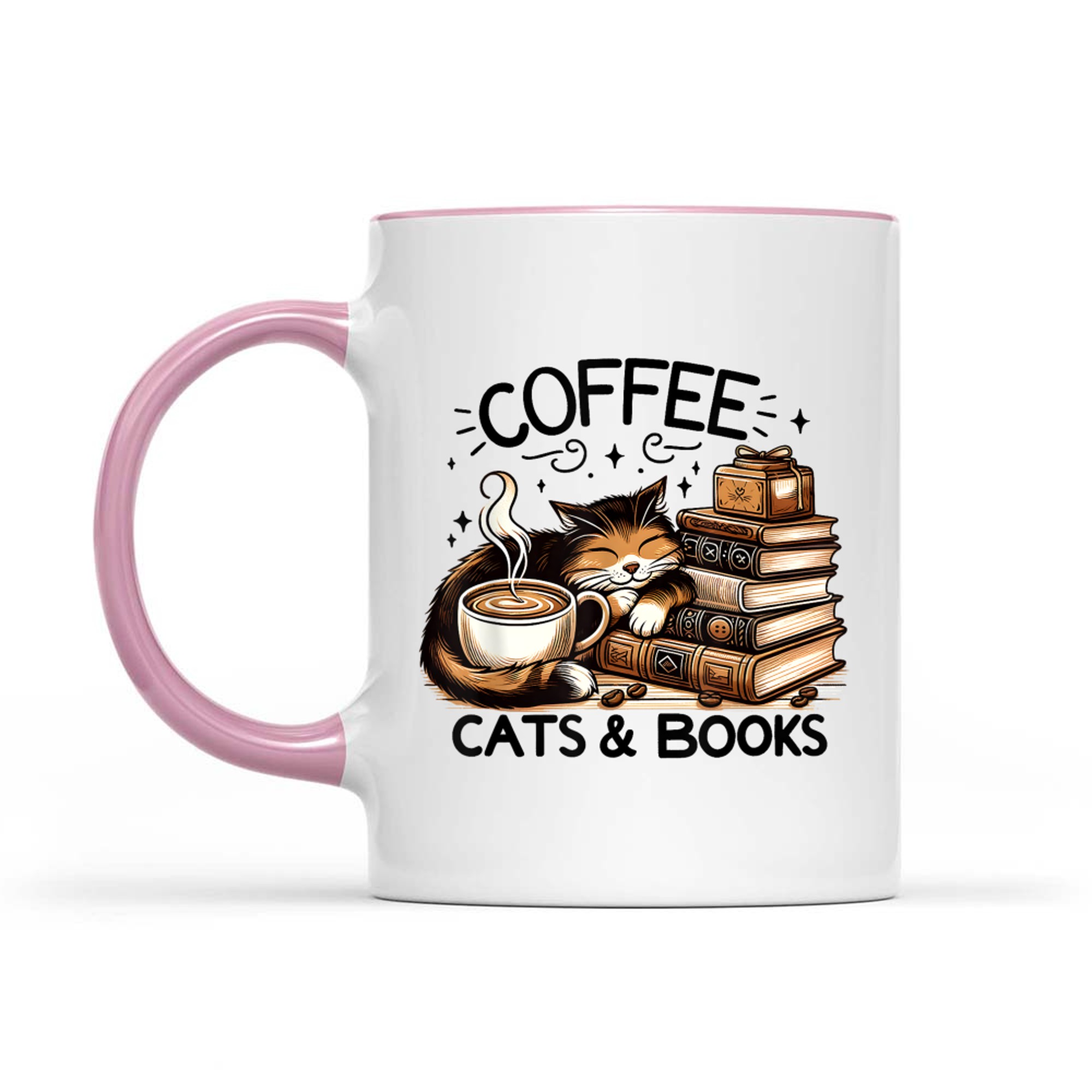 Coffee Cats and Books Funny Cute Cat Lover Gift Mug