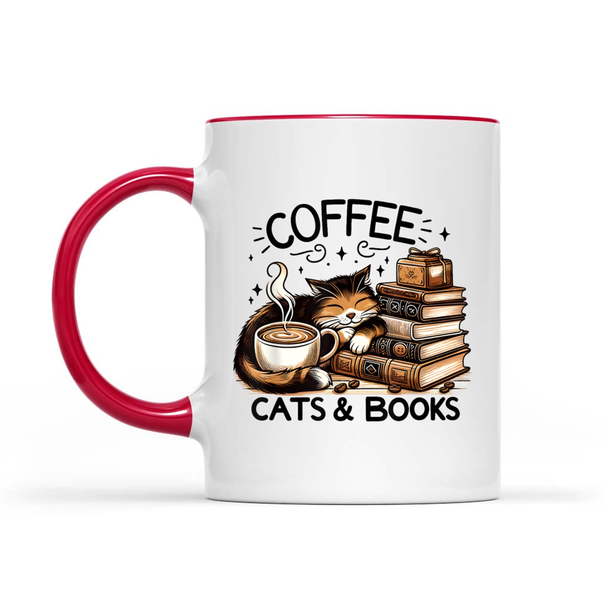 Coffee Cats and Books Funny Cute Cat Lover Gift Mug
