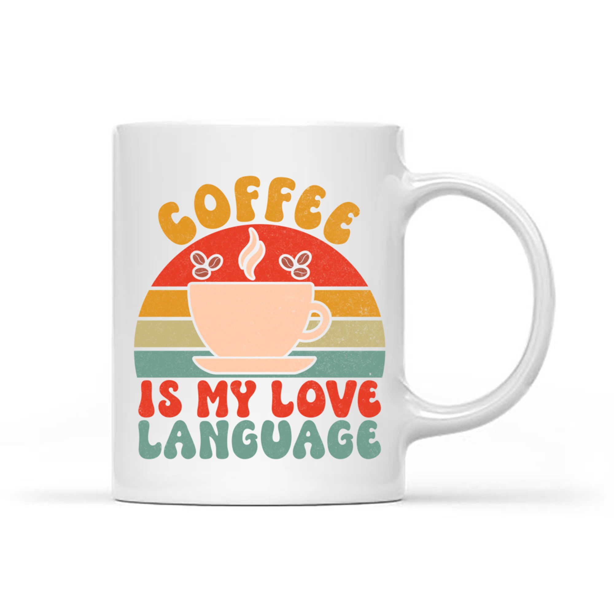 Coffee Is My Love Language Retro Sunset Cup Mug