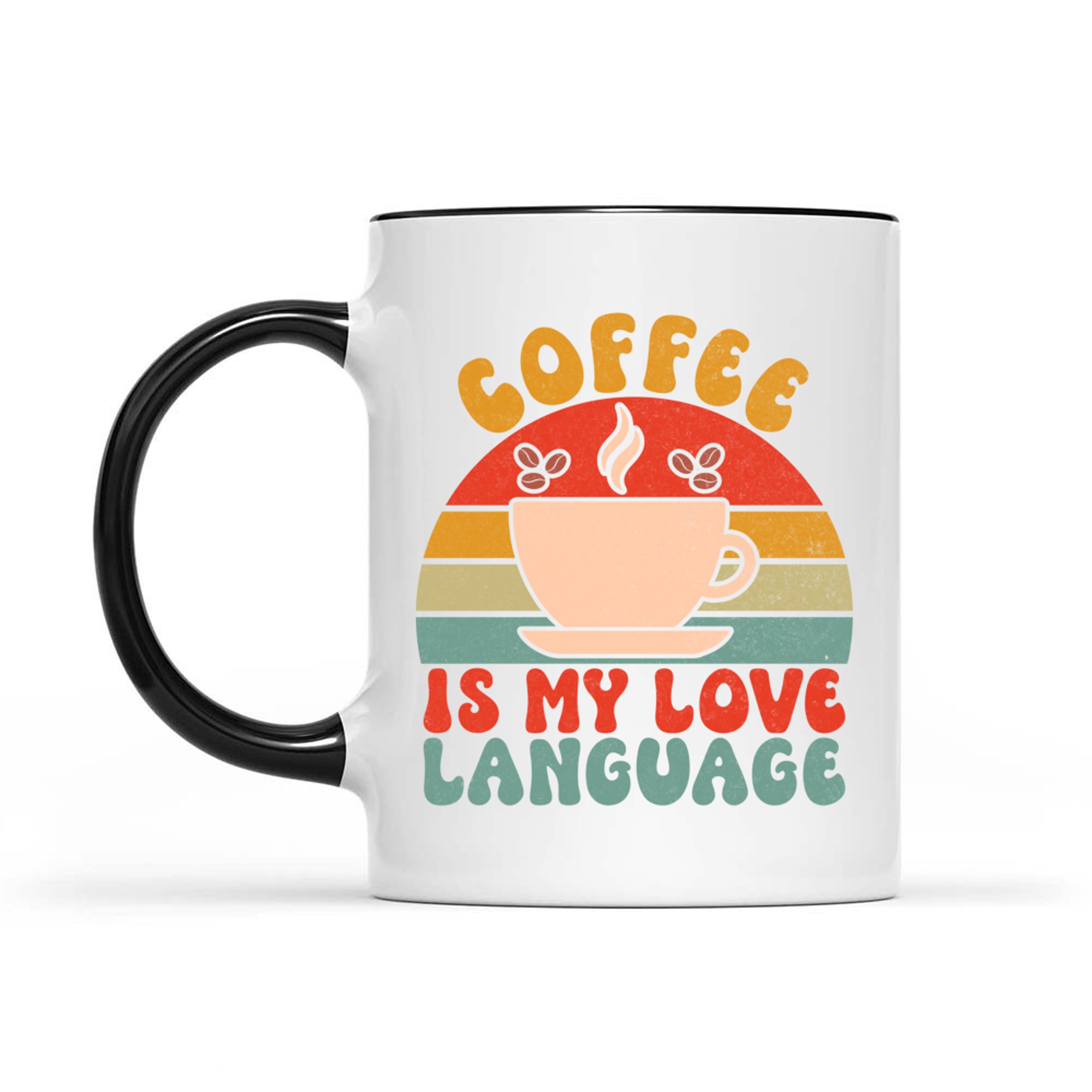 Coffee Is My Love Language Retro Sunset Cup Mug
