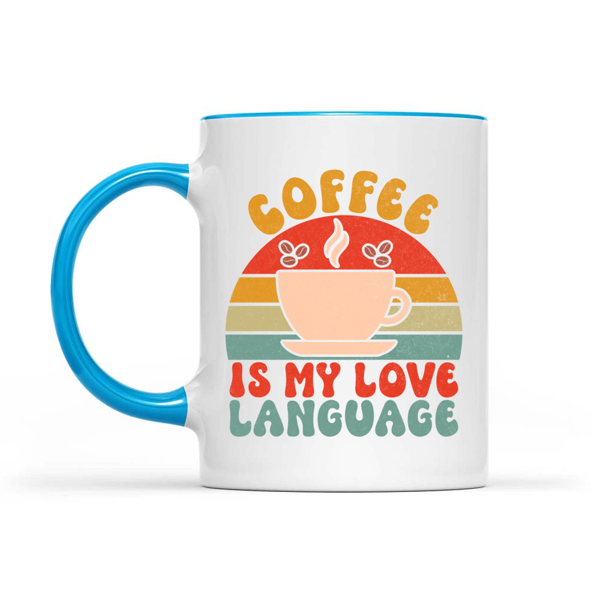 Coffee Is My Love Language Retro Sunset Cup Mug