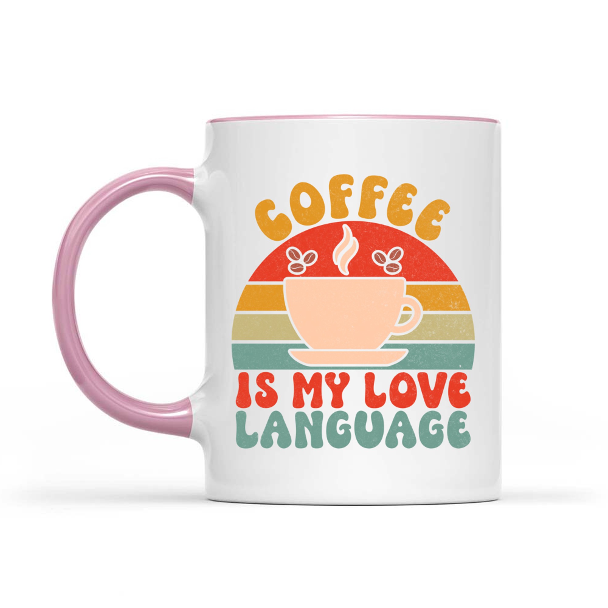 Coffee Is My Love Language Retro Sunset Cup Mug