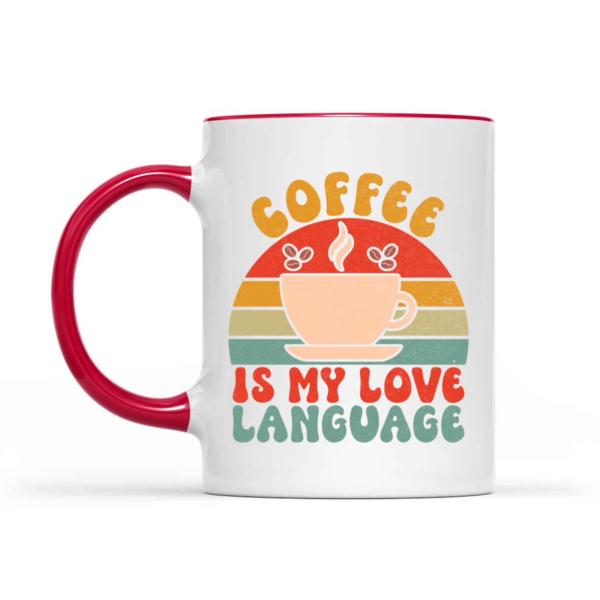 Coffee Is My Love Language Retro Sunset Cup Mug