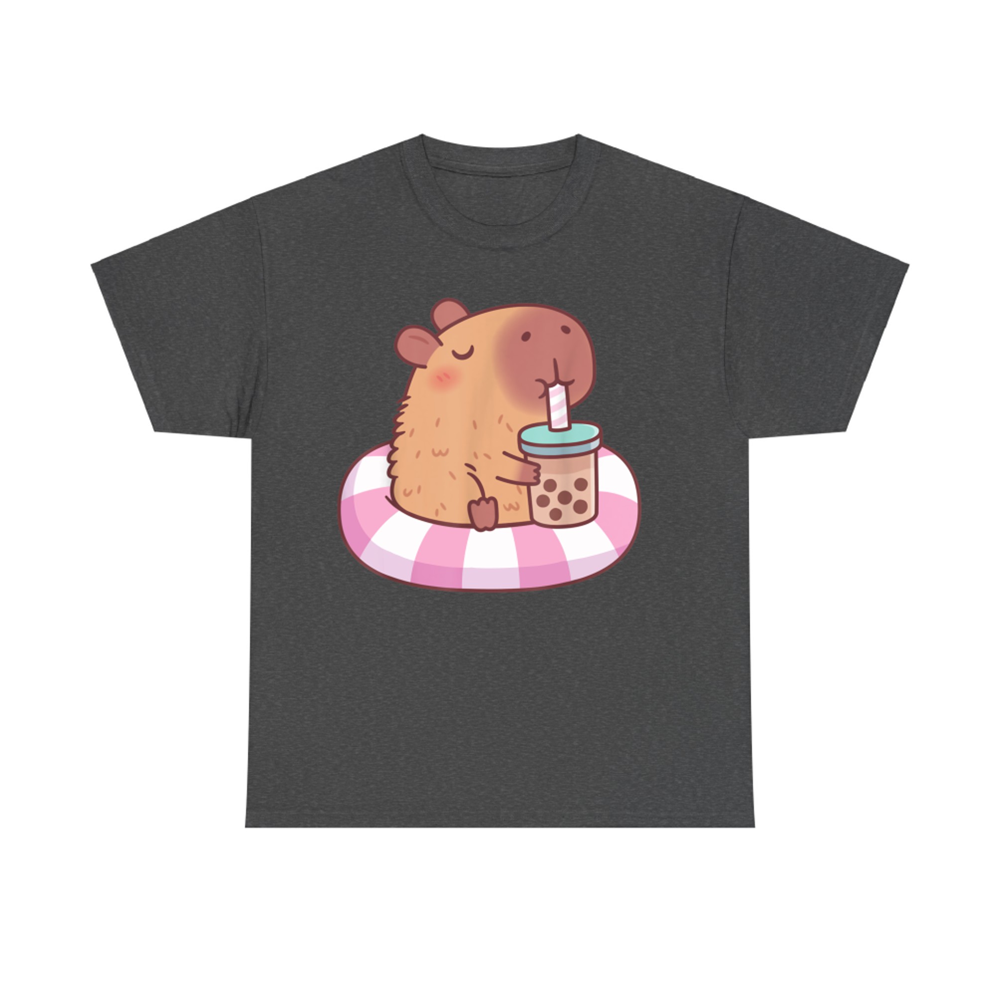 Cute Capybara On Pool Float Drinking Bubble Tea Lover Girls T-Shirt