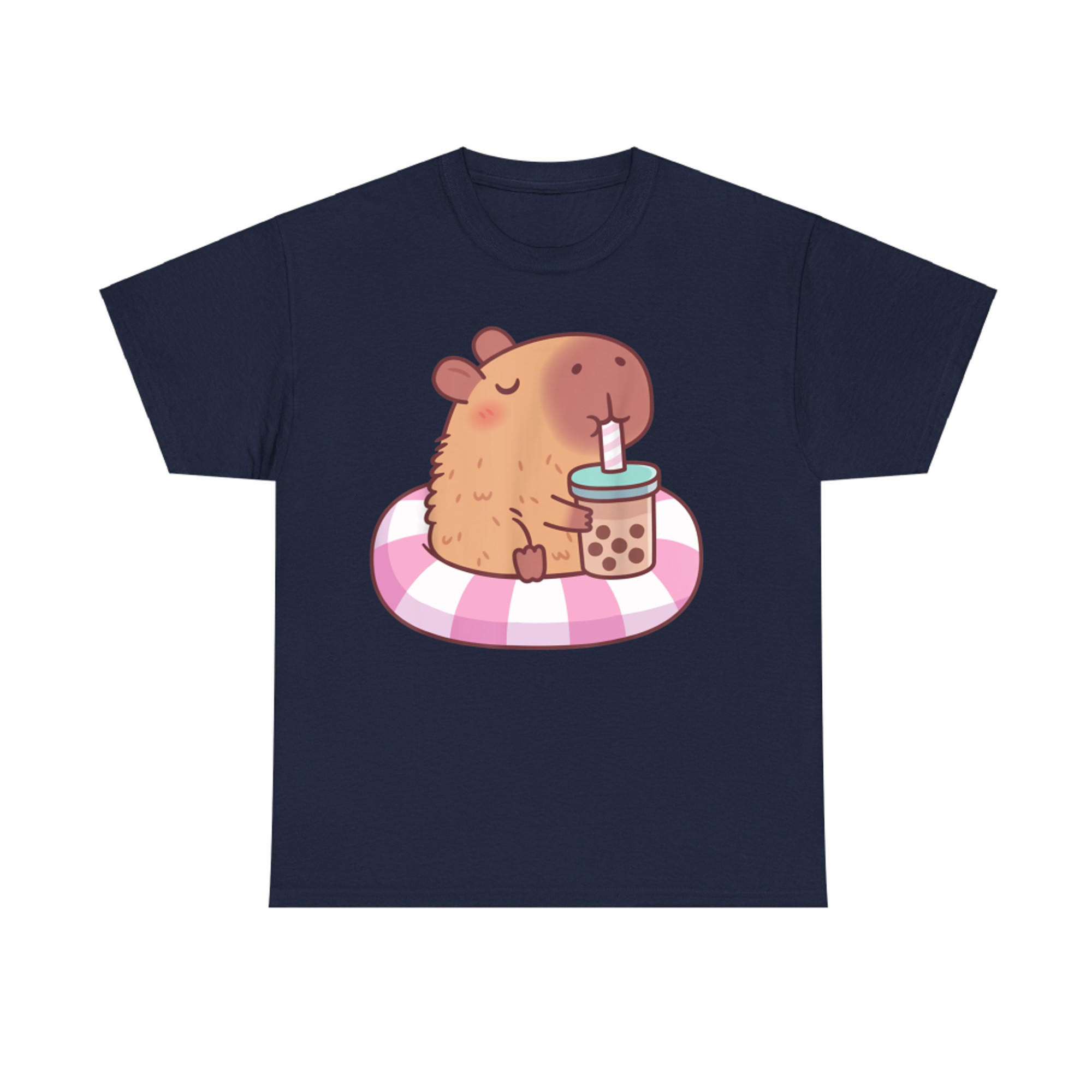 Cute Capybara On Pool Float Drinking Bubble Tea Lover Girls T-Shirt