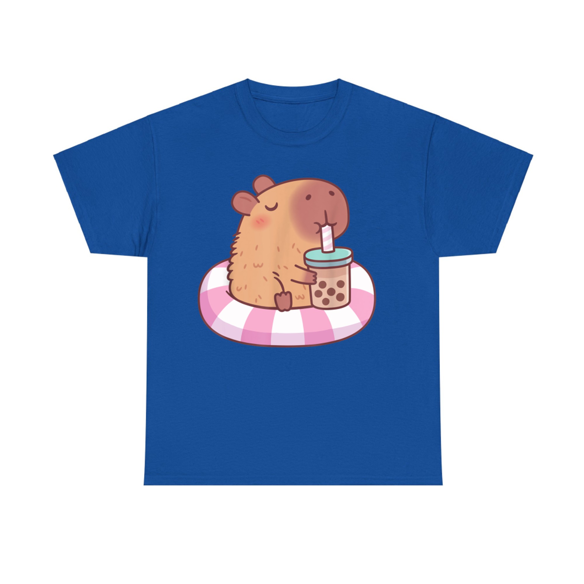 Cute Capybara On Pool Float Drinking Bubble Tea Lover Girls T-Shirt