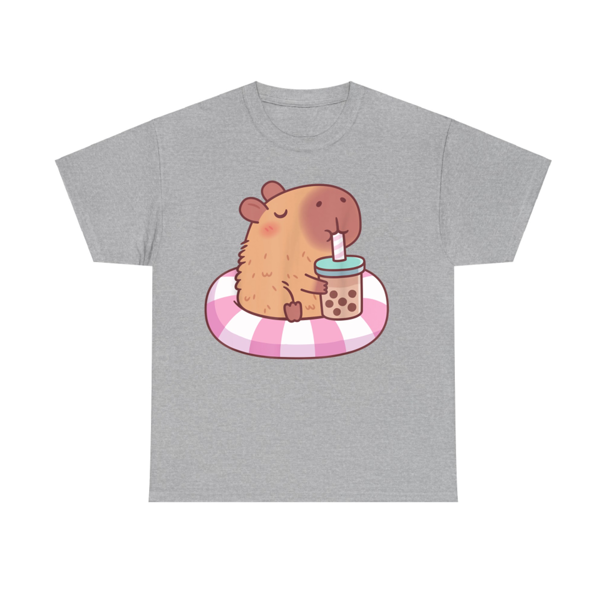 Cute Capybara On Pool Float Drinking Bubble Tea Lover Girls T-Shirt