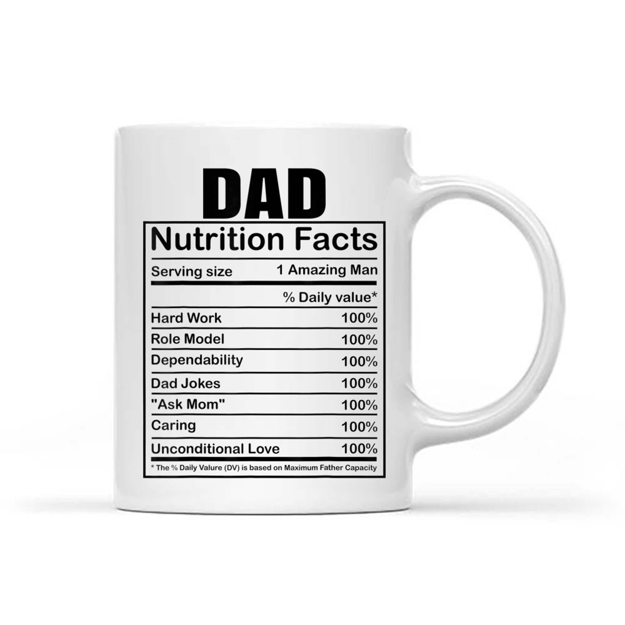 Dad Nutrition Facts Funny Humorous Dad Quote Fathers Day Mug
