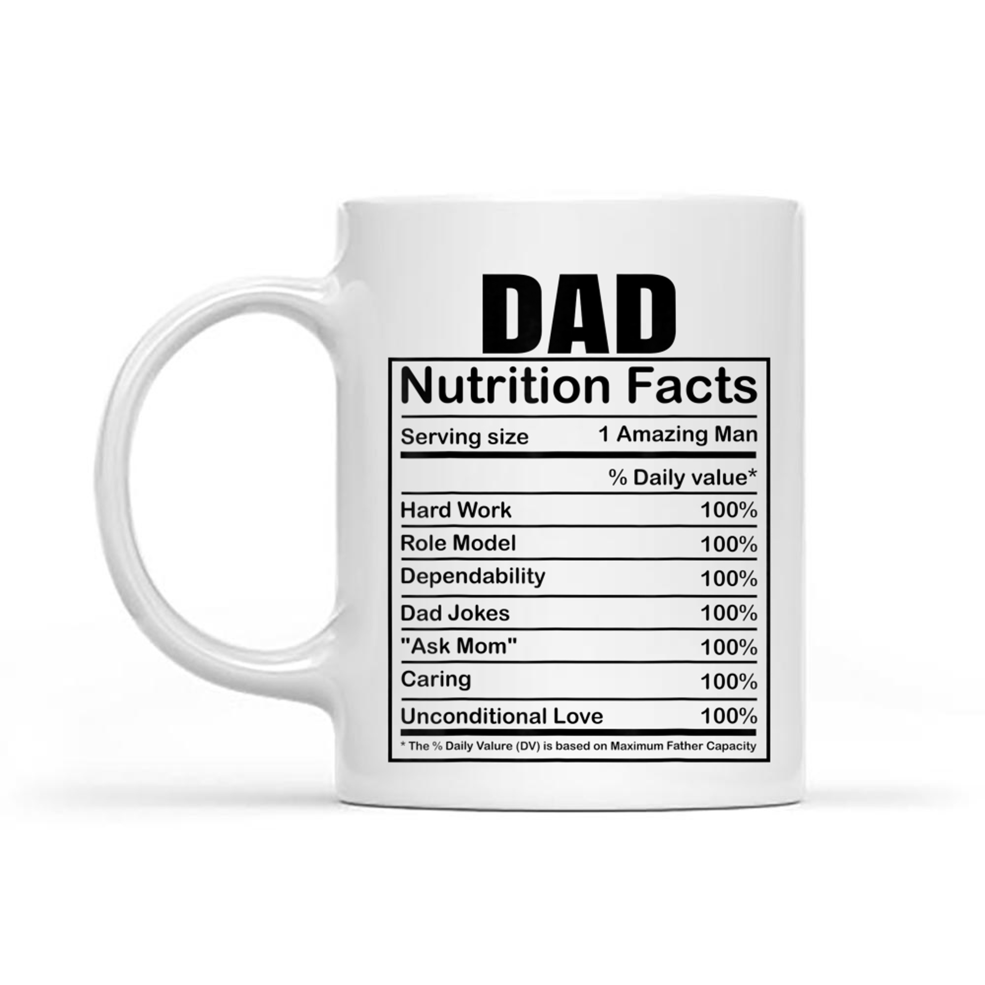 Dad Nutrition Facts Funny Humorous Dad Quote Fathers Day Mug