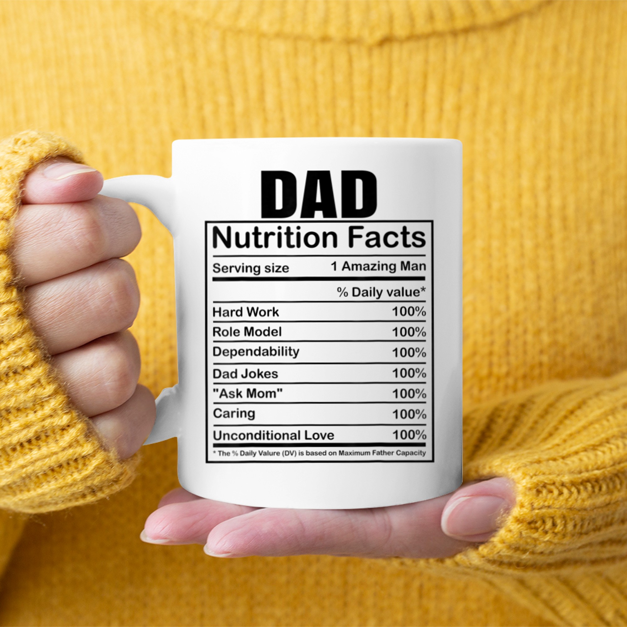 Dad Nutrition Facts Funny Humorous Dad Quote Fathers Day Mug