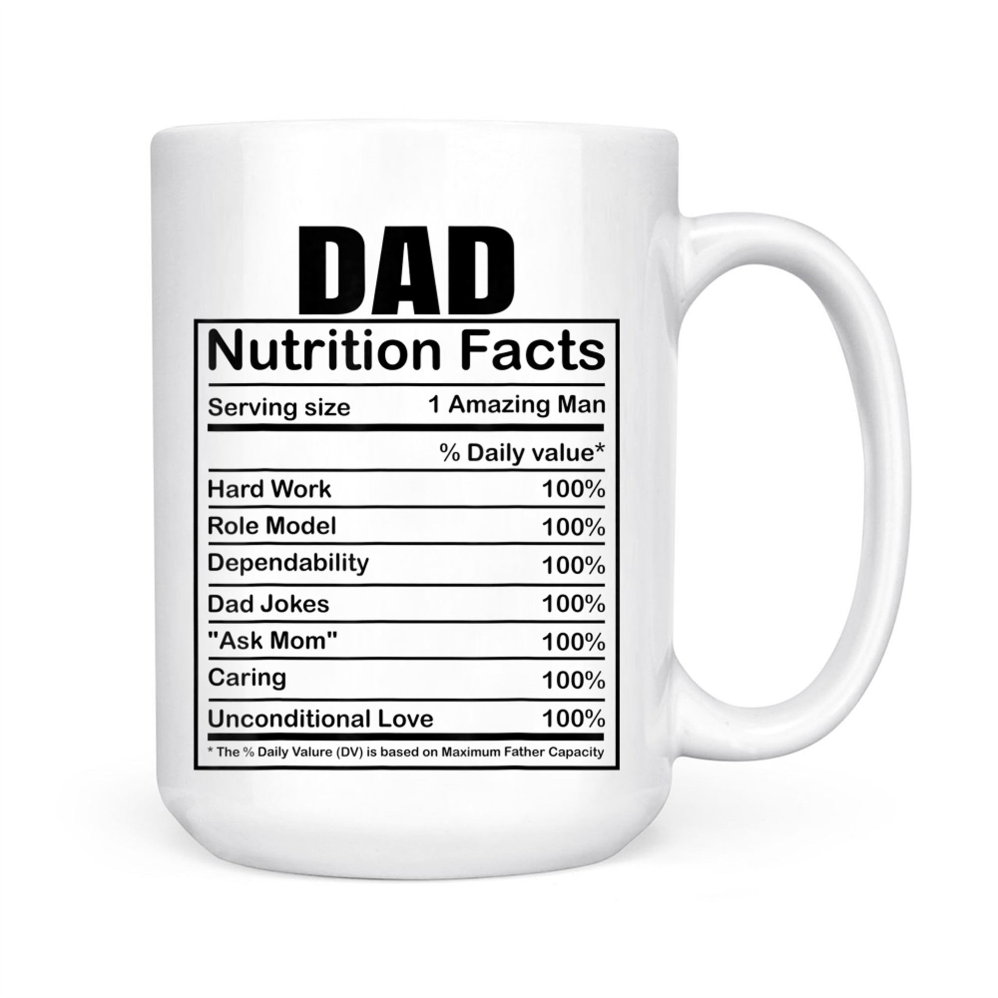 Dad Nutrition Facts Funny Humorous Dad Quote Fathers Day Mug
