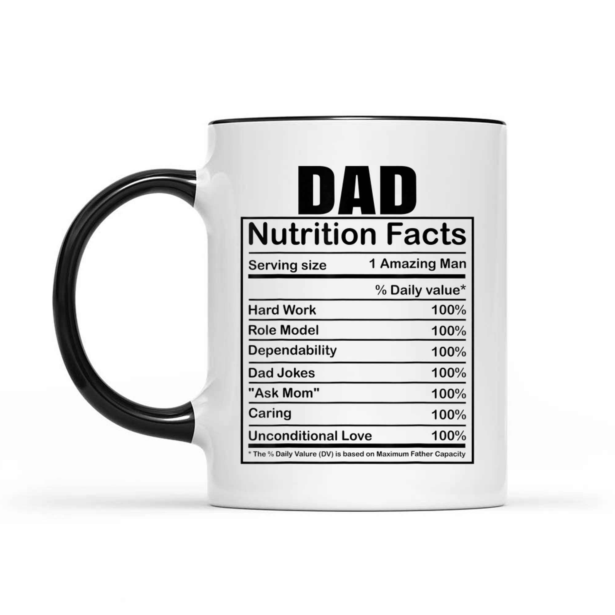 Dad Nutrition Facts Funny Humorous Dad Quote Fathers Day Mug
