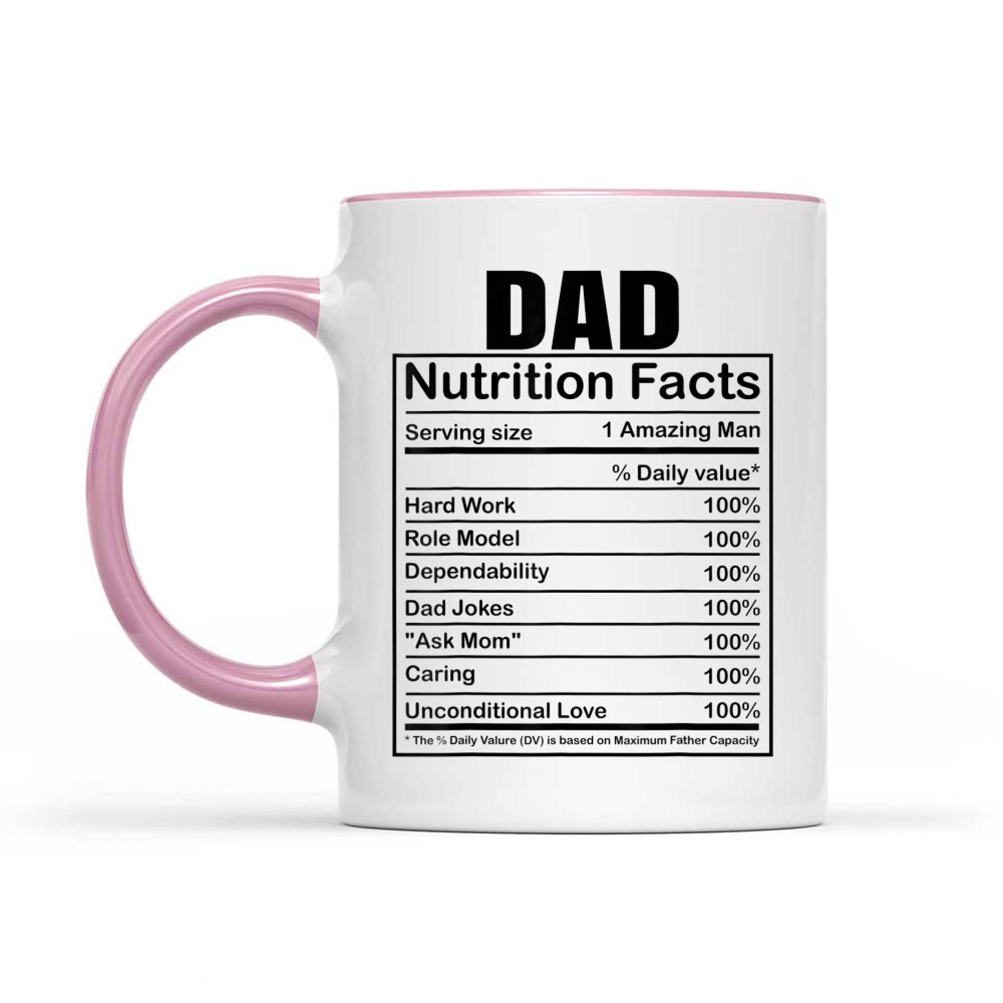 Dad Nutrition Facts Funny Humorous Dad Quote Fathers Day Mug