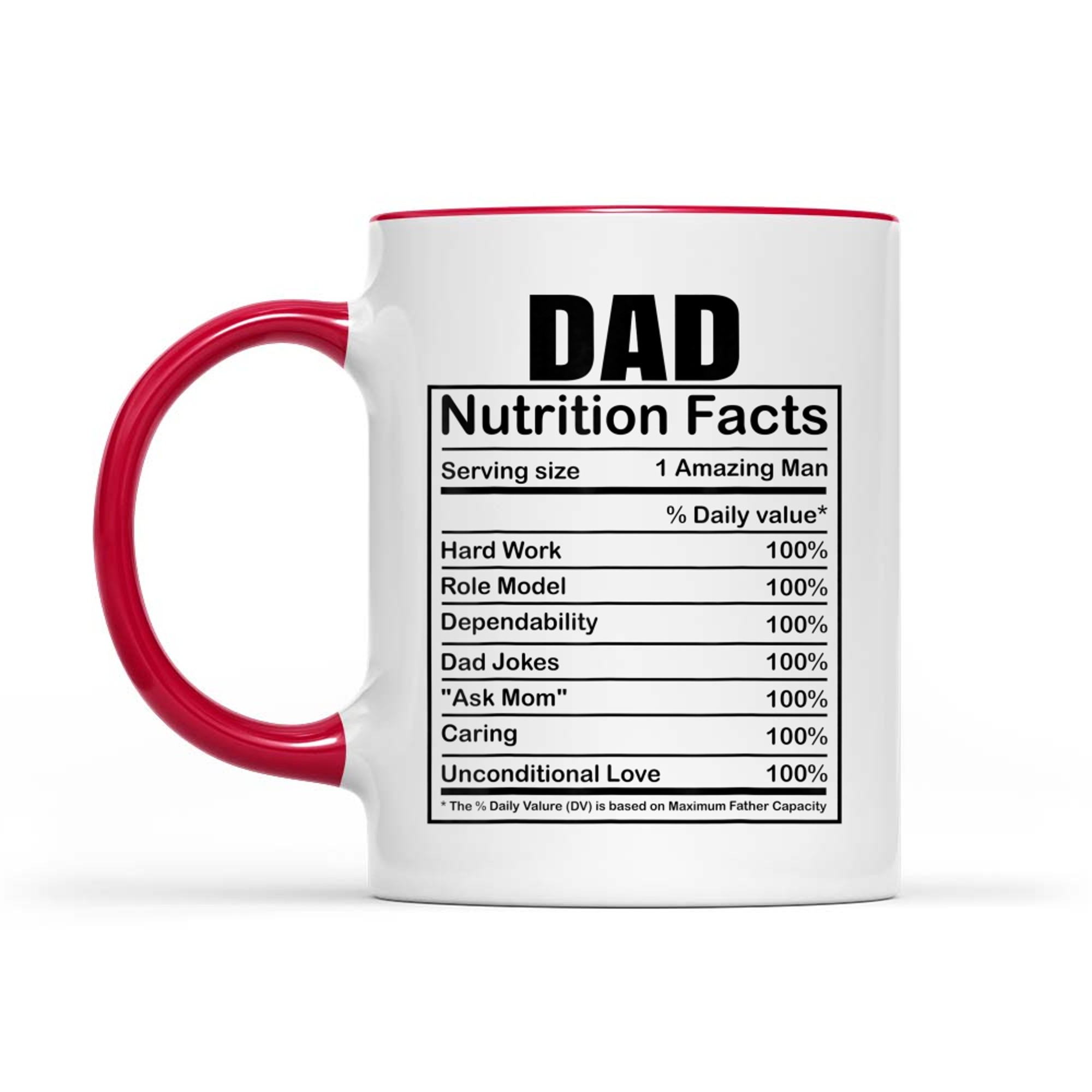 Dad Nutrition Facts Funny Humorous Dad Quote Fathers Day Mug