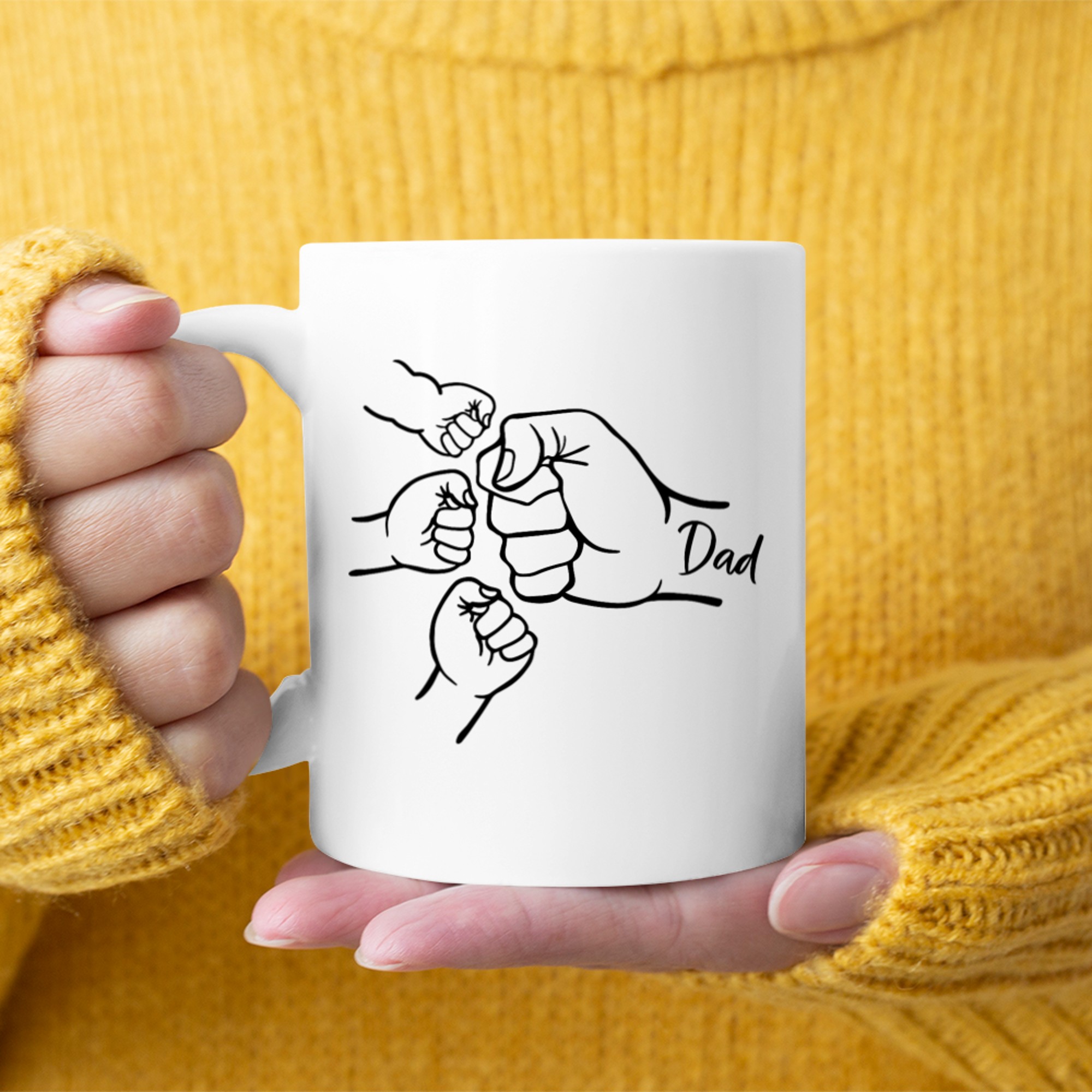 Fist Bump Dad Of Three Father Of Daddy Happy Father's Day Mug