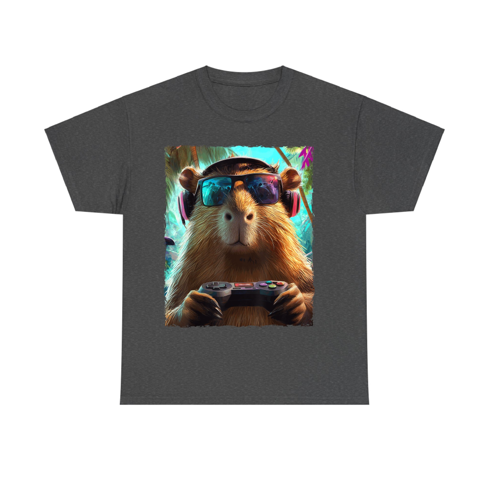 Funny Capybara Gamer Cool Retro Gaming T-Shirt