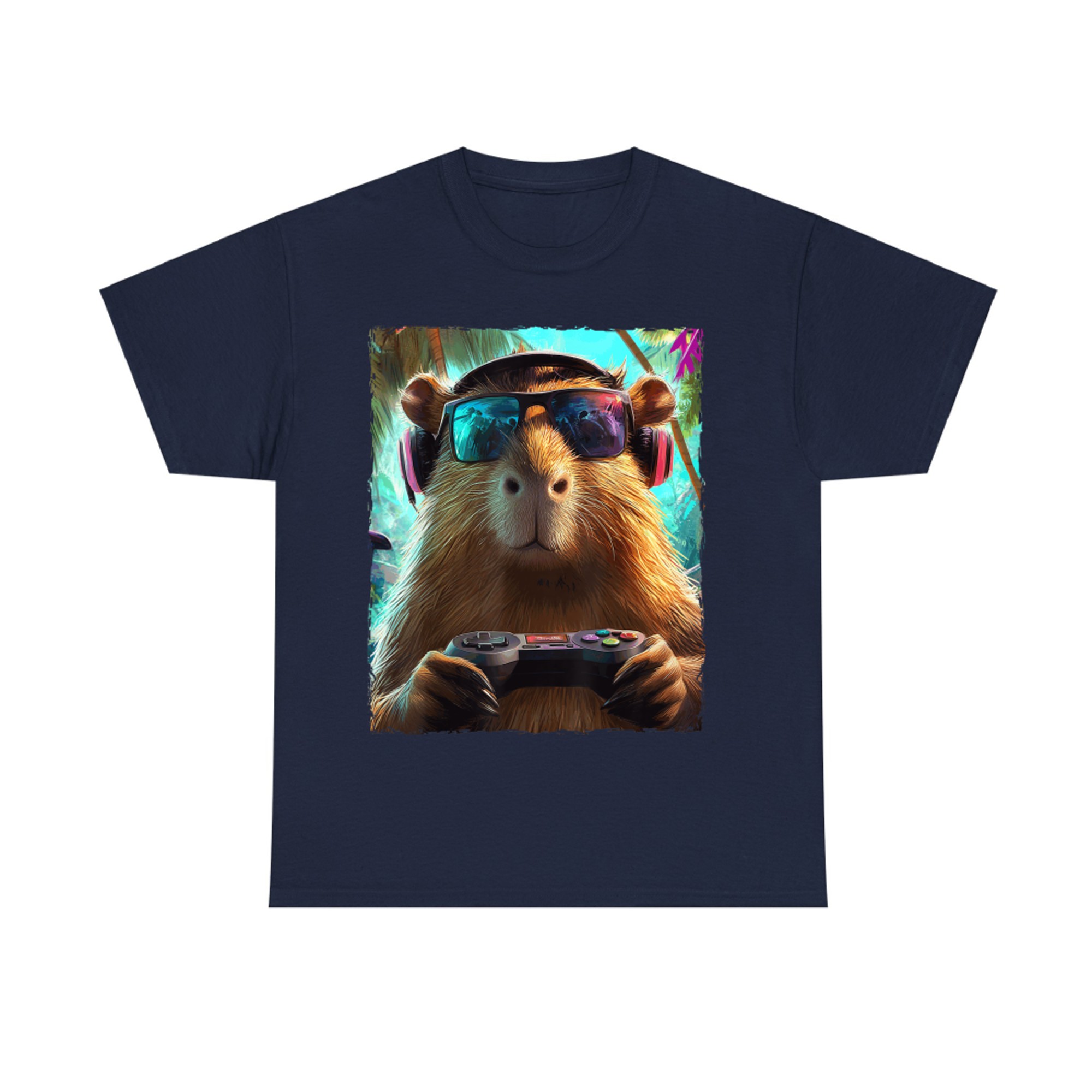 Funny Capybara Gamer Cool Retro Gaming T-Shirt