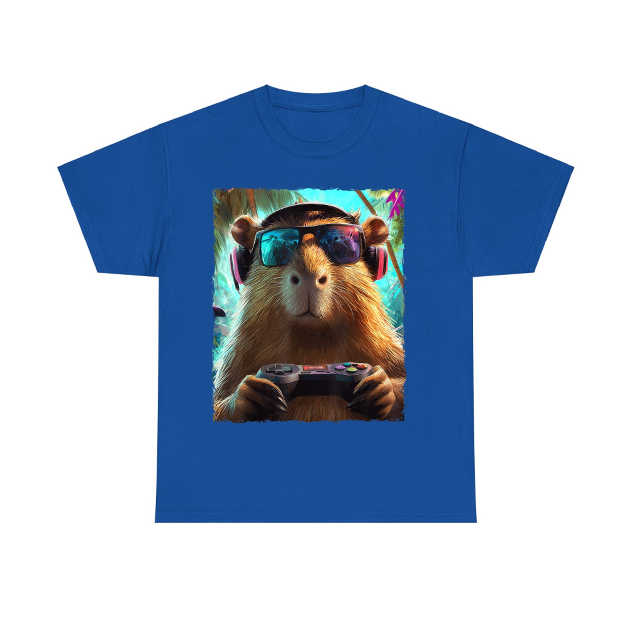 Funny Capybara Gamer Cool Retro Gaming T-Shirt