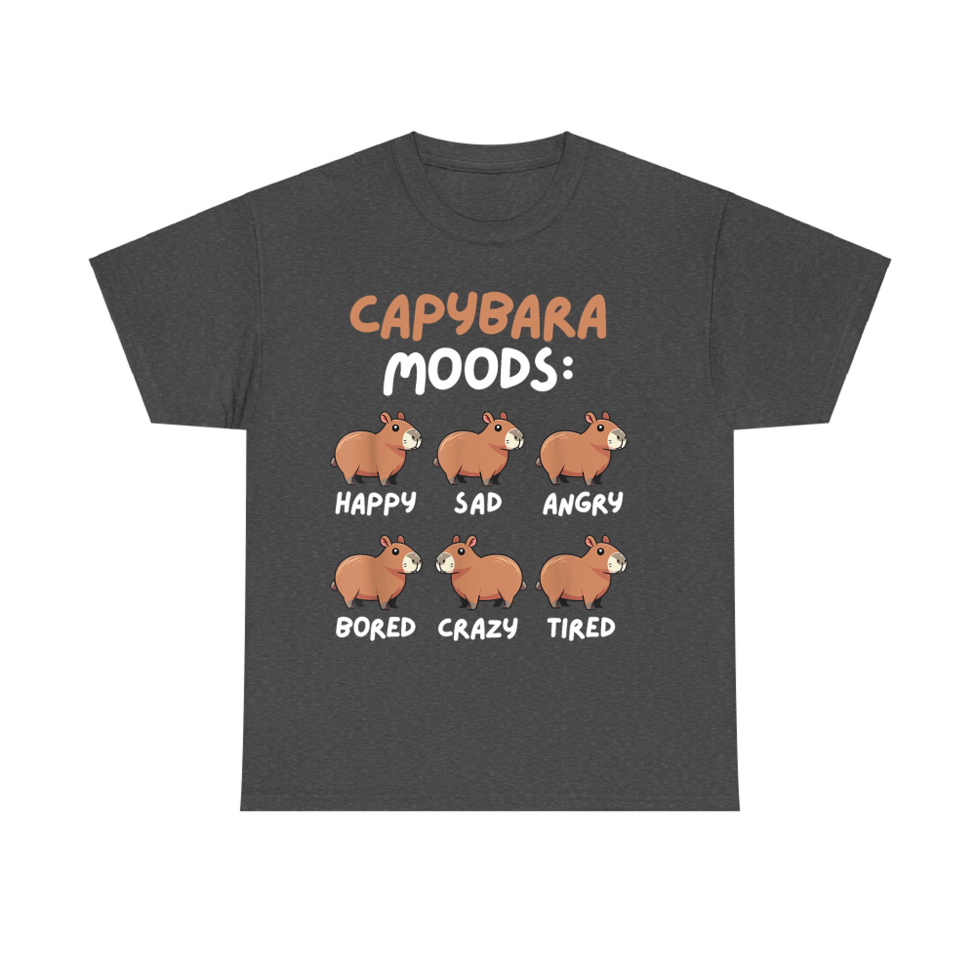 Funny Capybara Moods Cute Rodent Animal Humor T-Shirt