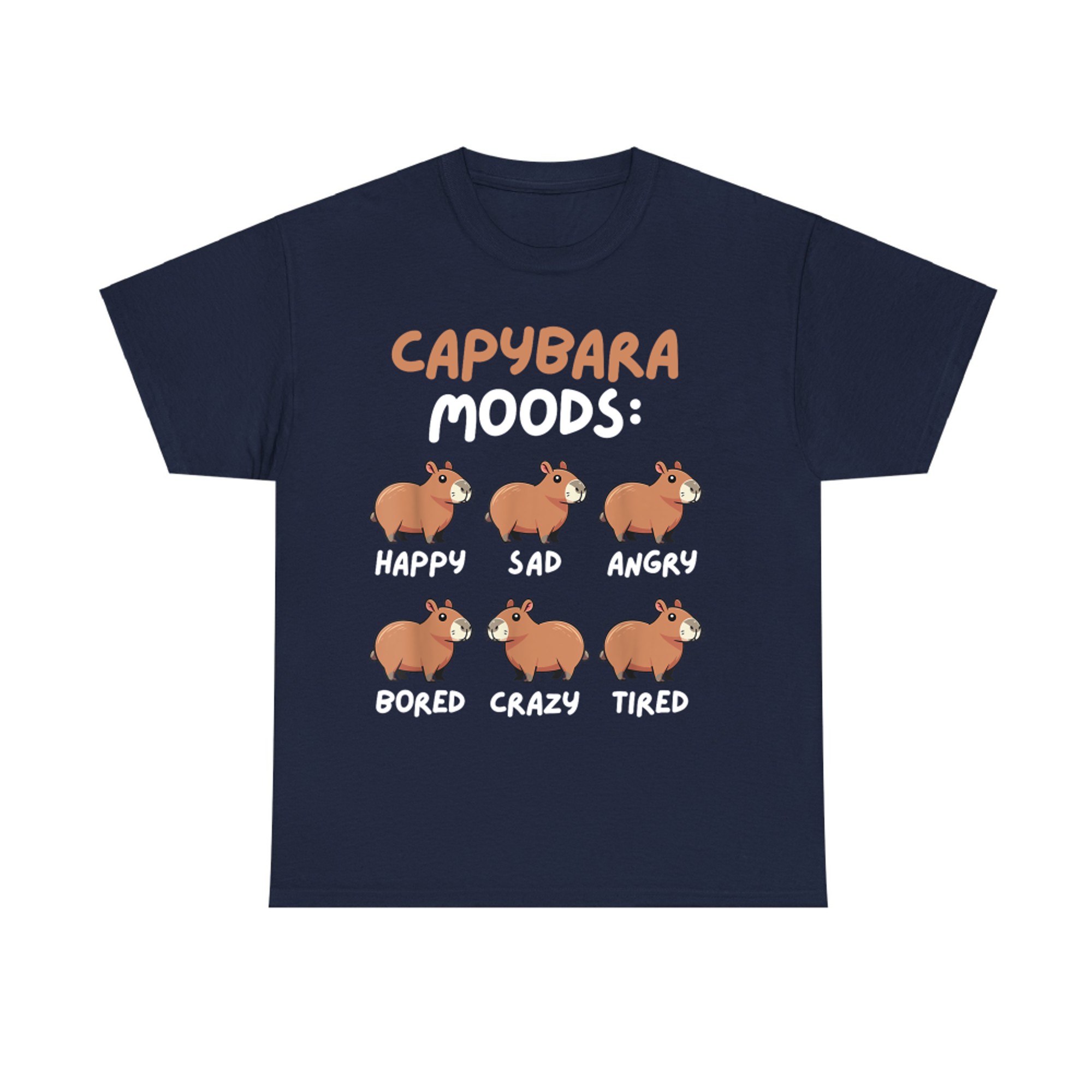 Funny Capybara Moods Cute Rodent Animal Humor T-Shirt
