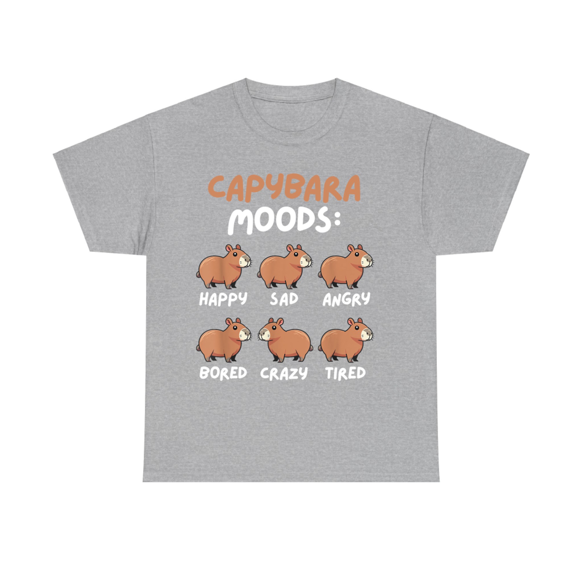 Funny Capybara Moods Cute Rodent Animal Humor T-Shirt