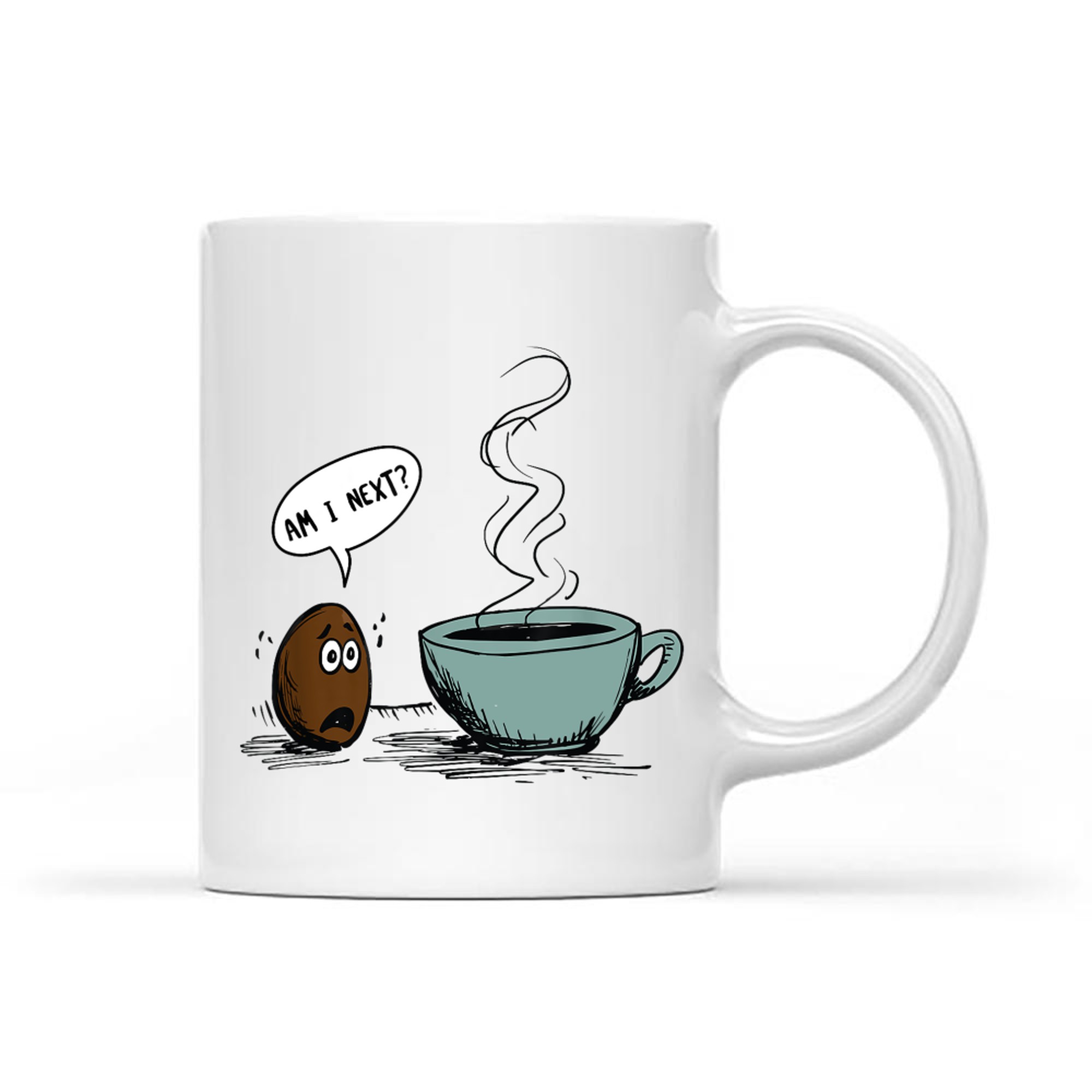 Funny Coffee Bean Cartoon Am I Next Joke Design Caffeine Lovers Mug