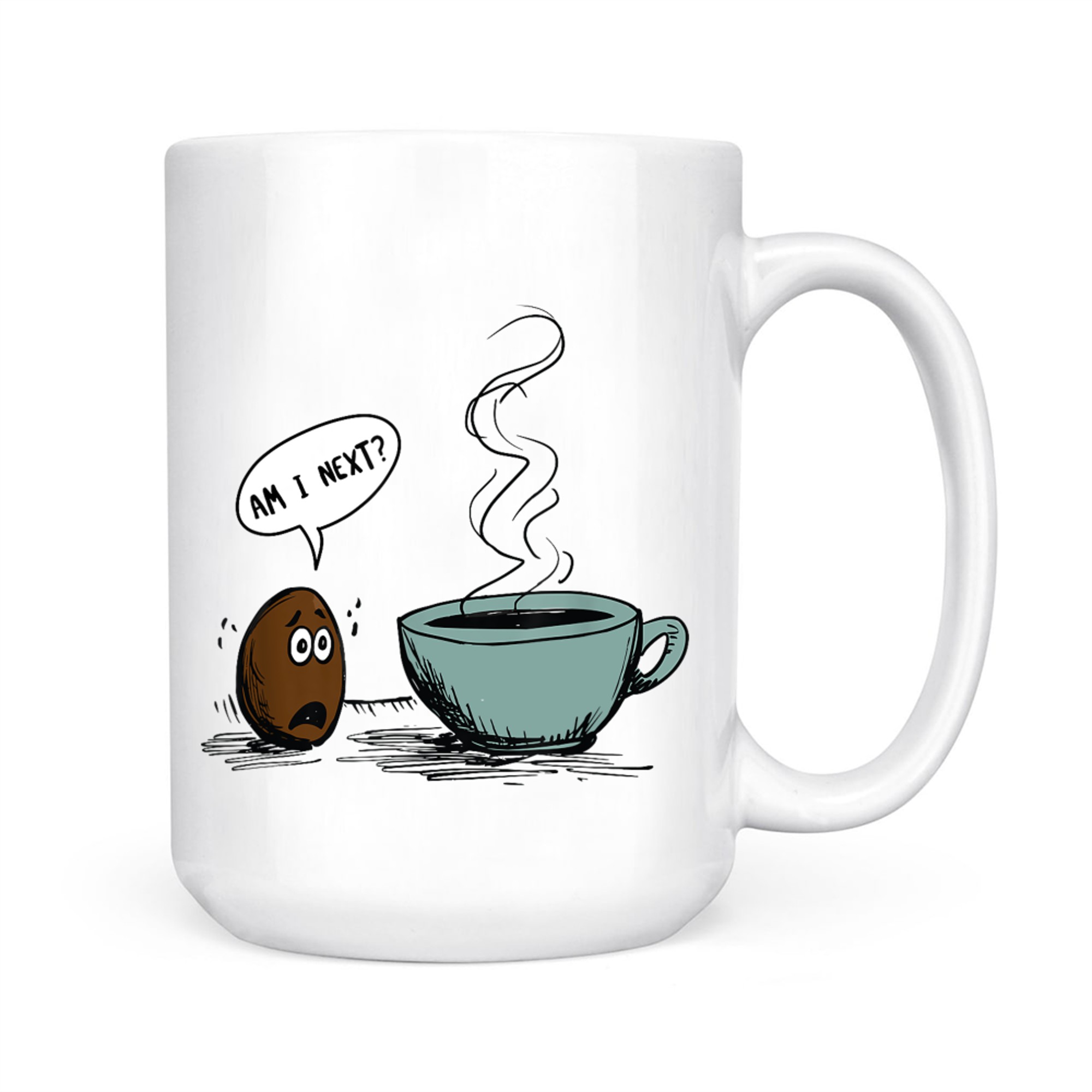 Funny Coffee Bean Cartoon Am I Next Joke Design Caffeine Lovers Mug