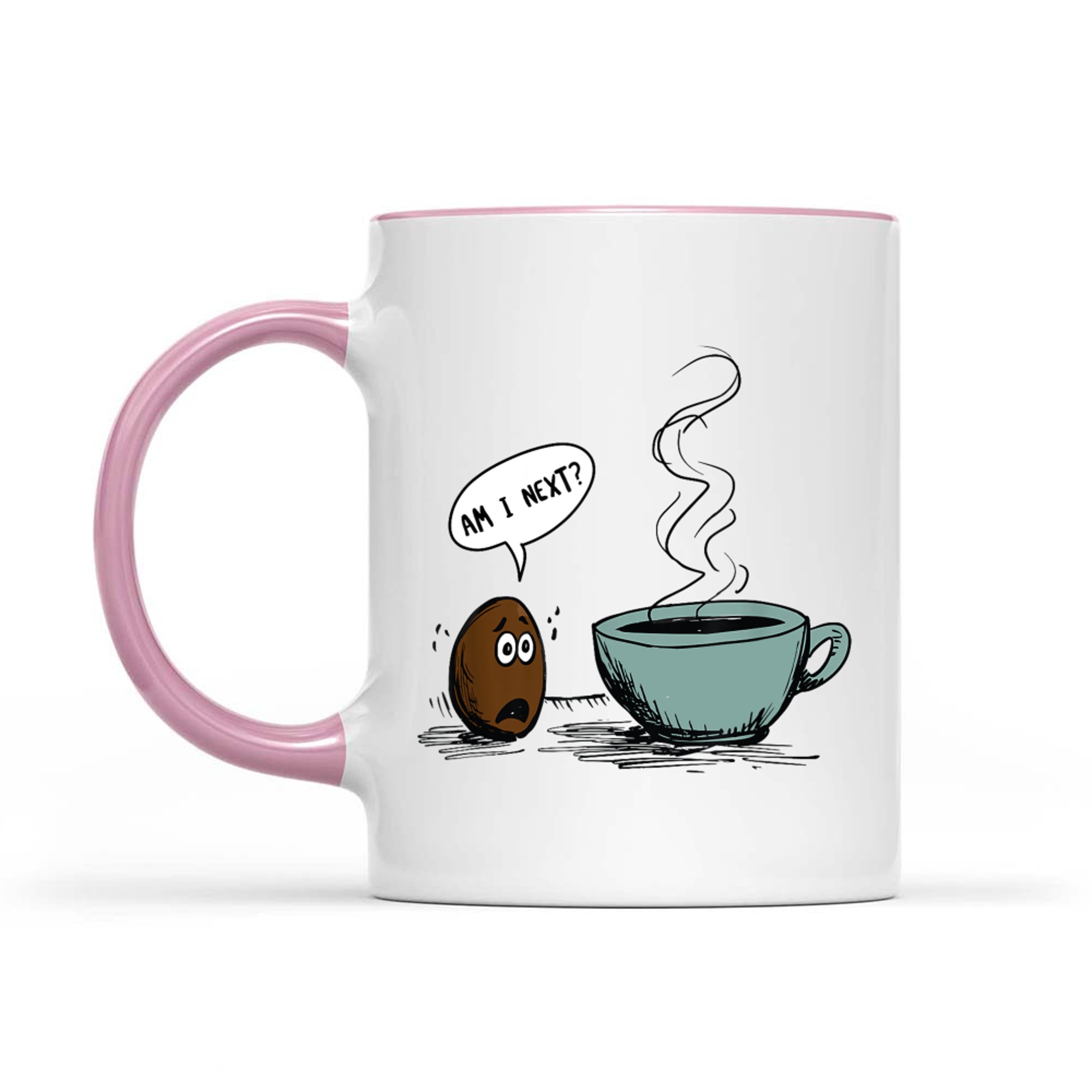 Funny Coffee Bean Cartoon Am I Next Joke Design Caffeine Lovers Mug