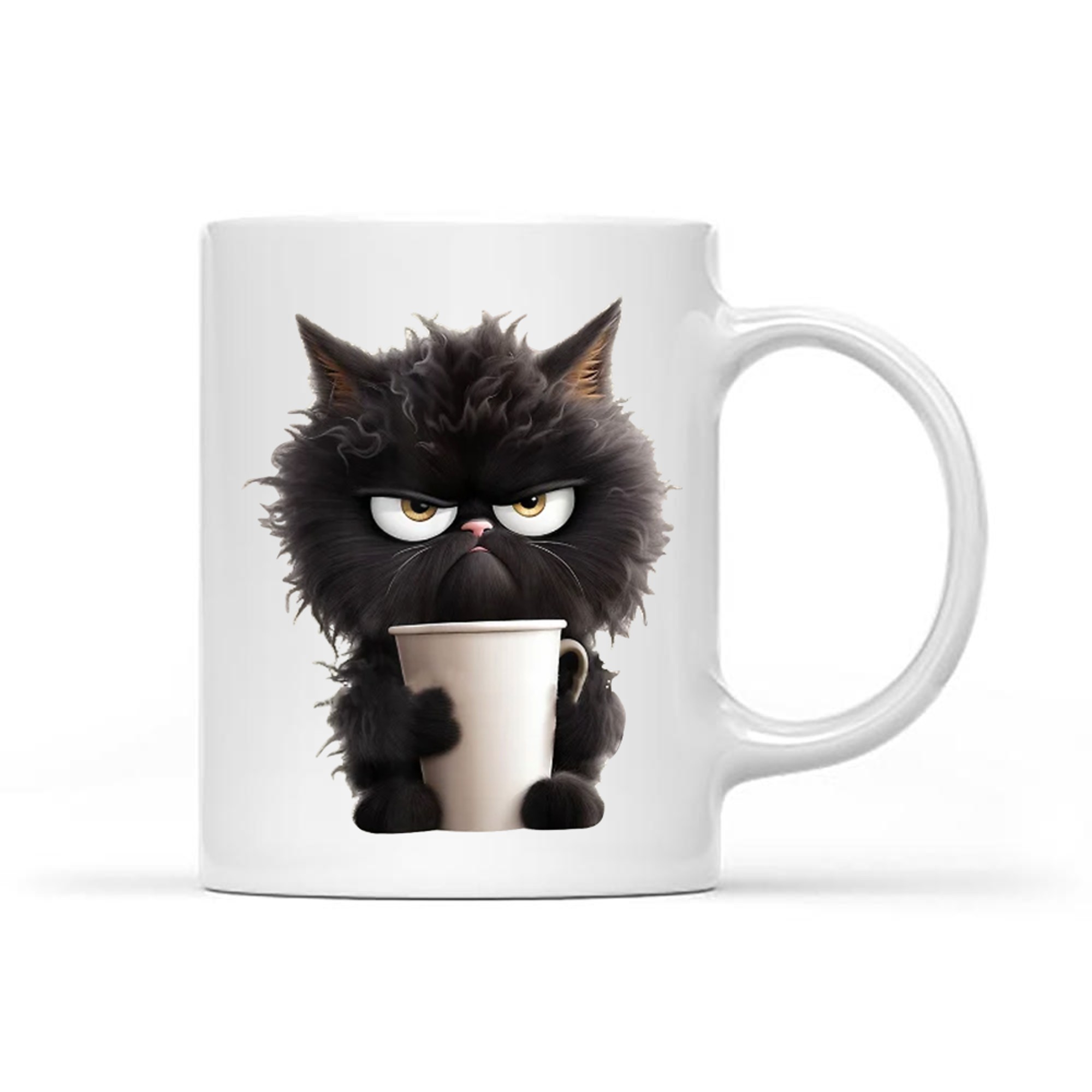 Funny Cute Black Cat Coffee Angry Caffeine Lover Mug