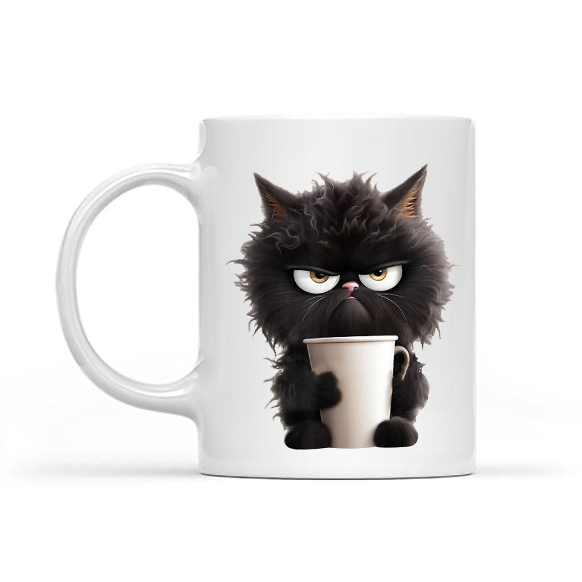 Funny Cute Black Cat Coffee Angry Caffeine Lover Mug