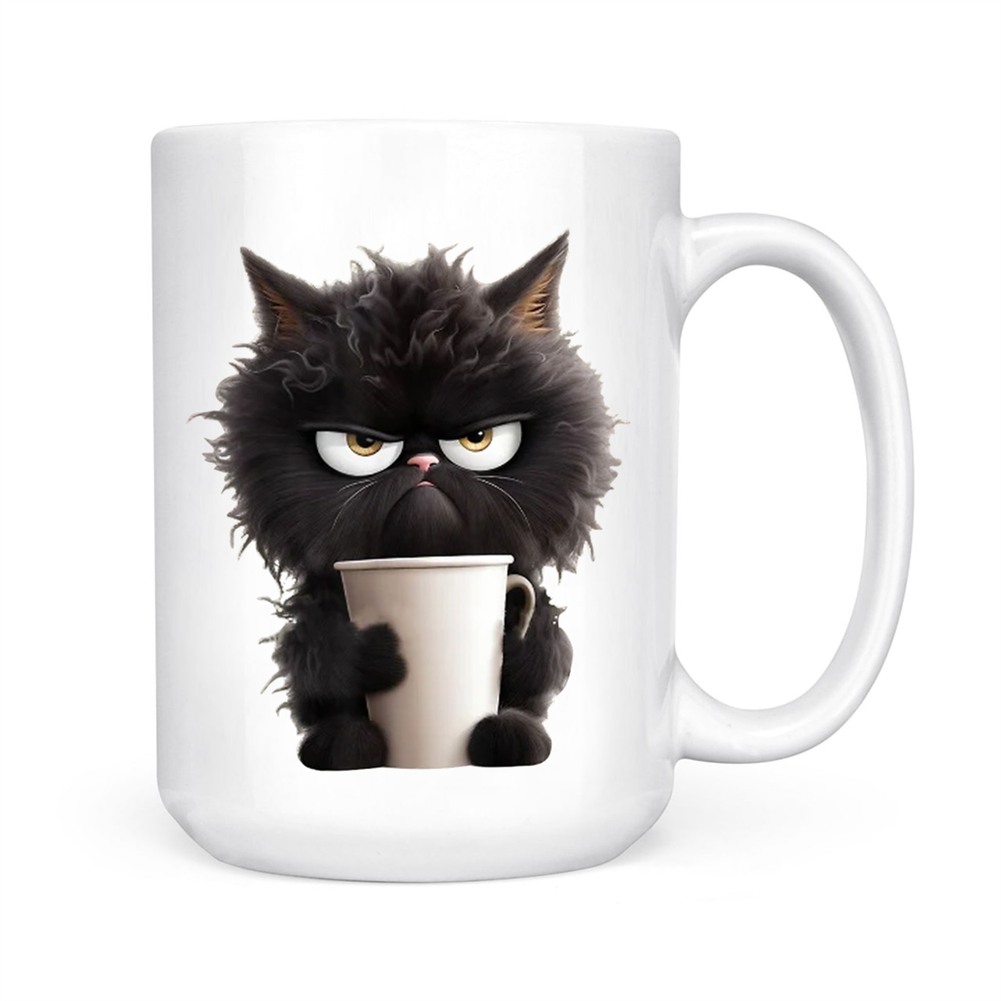 Funny Cute Black Cat Coffee Angry Caffeine Lover Mug