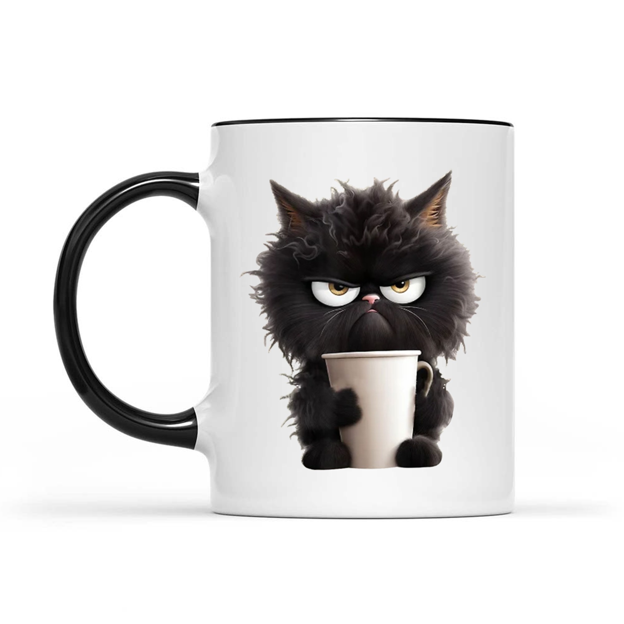 Funny Cute Black Cat Coffee Angry Caffeine Lover Mug
