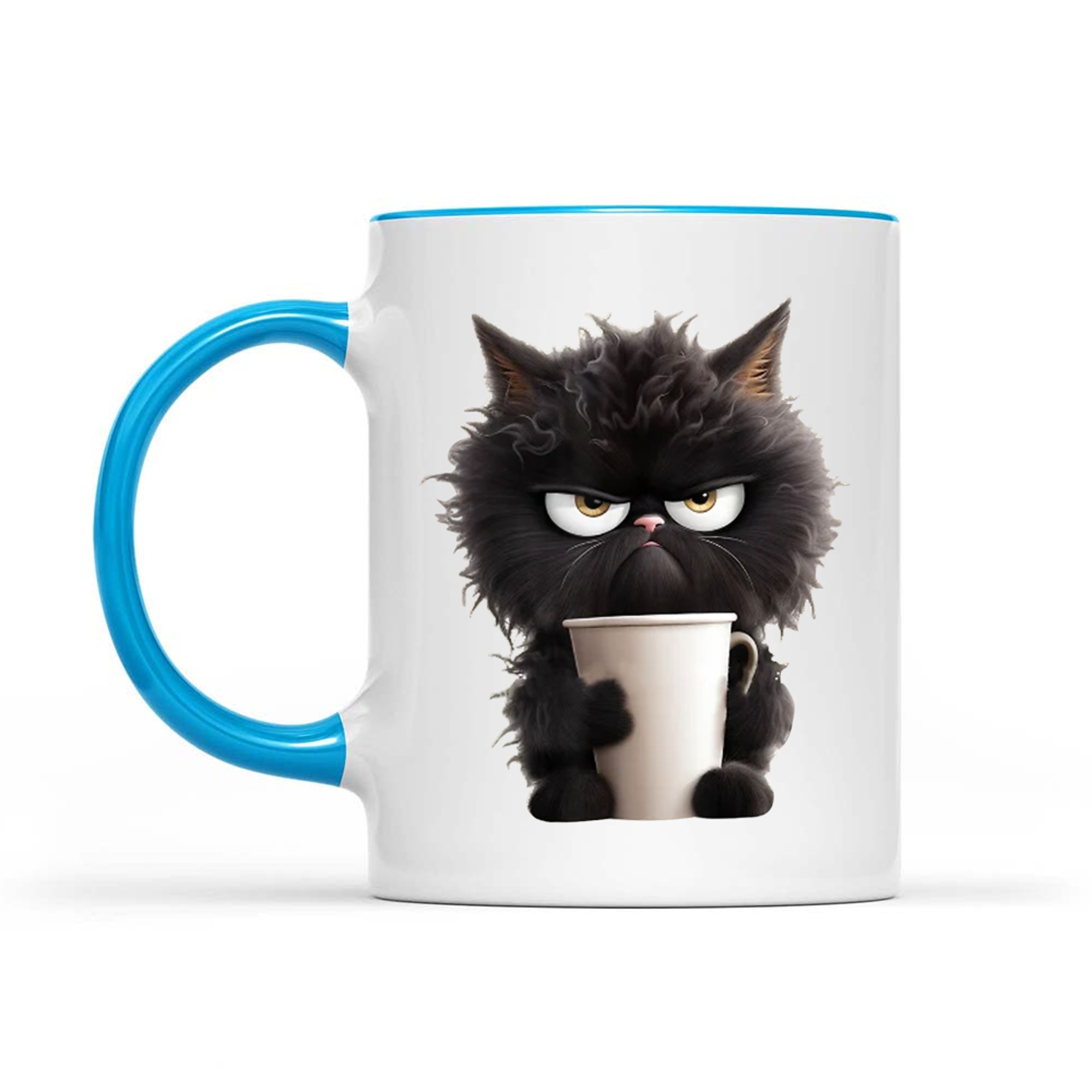 Funny Cute Black Cat Coffee Angry Caffeine Lover Mug
