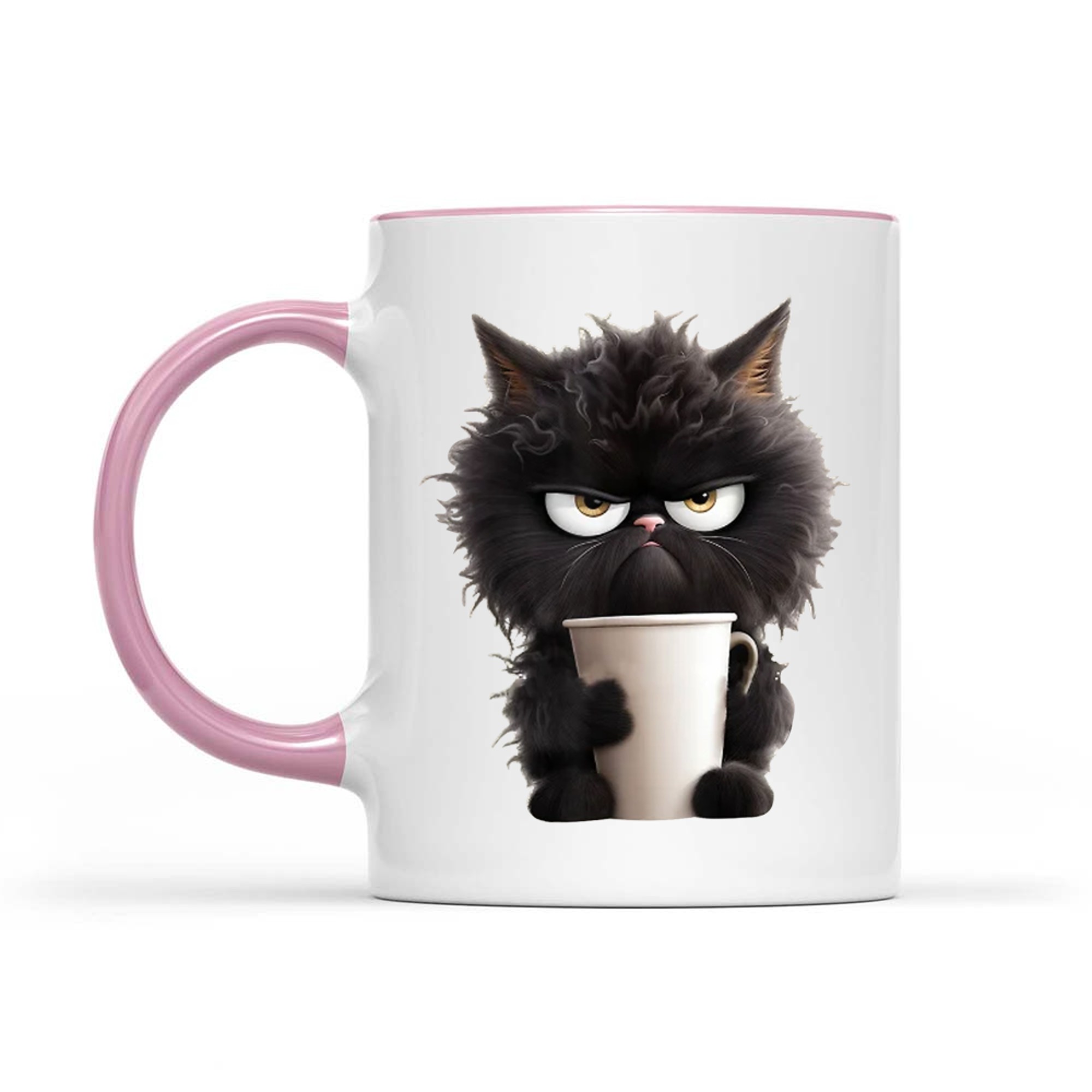 Funny Cute Black Cat Coffee Angry Caffeine Lover Mug