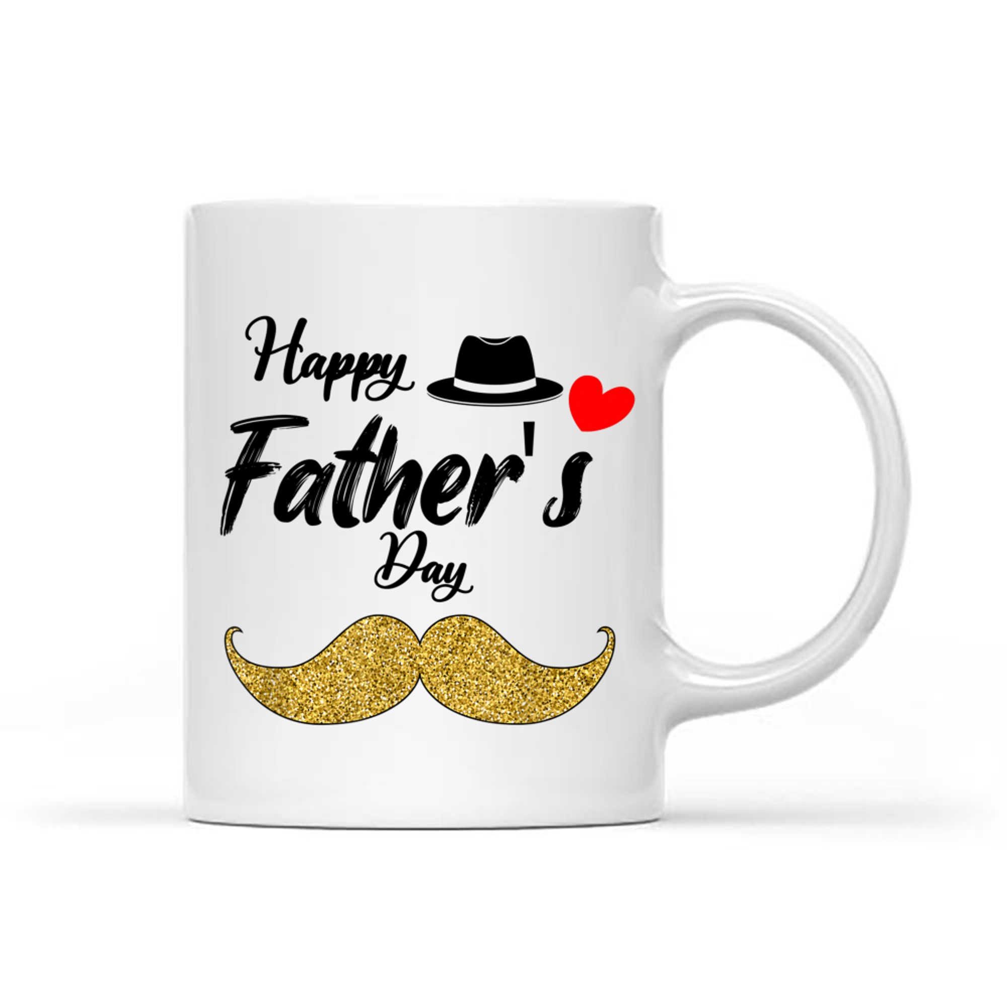 Funny Father’s Day Gold Mustache Fedora Hat Dad Gift Mug