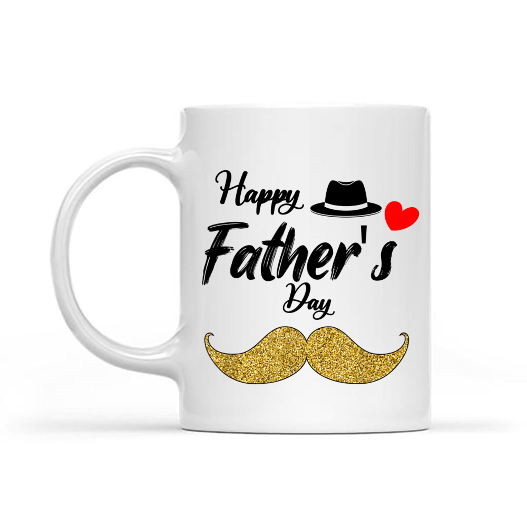 Funny Father’s Day Gold Mustache Fedora Hat Dad Gift Mug